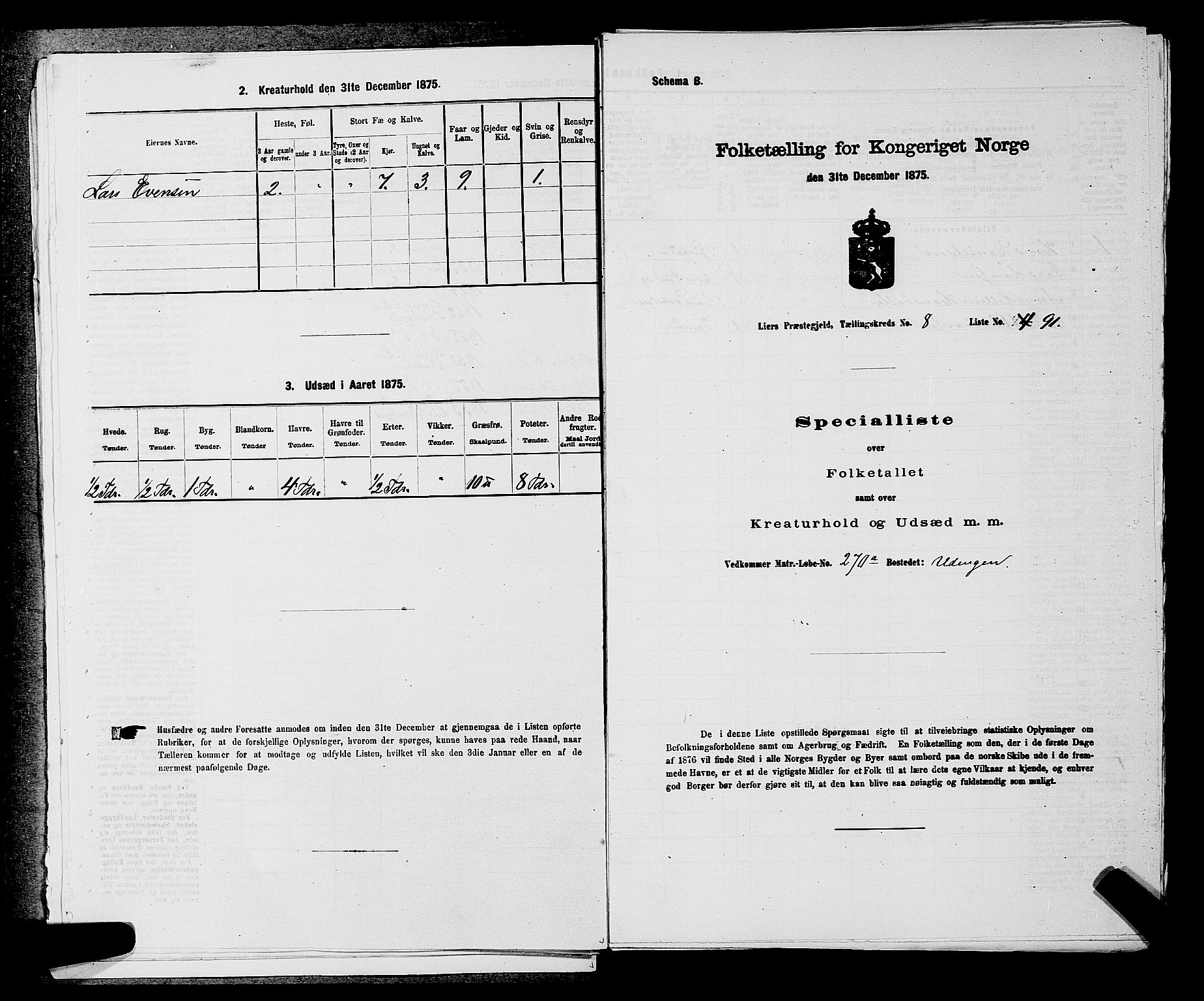 SAKO, 1875 census for 0626P Lier, 1875, p. 1619