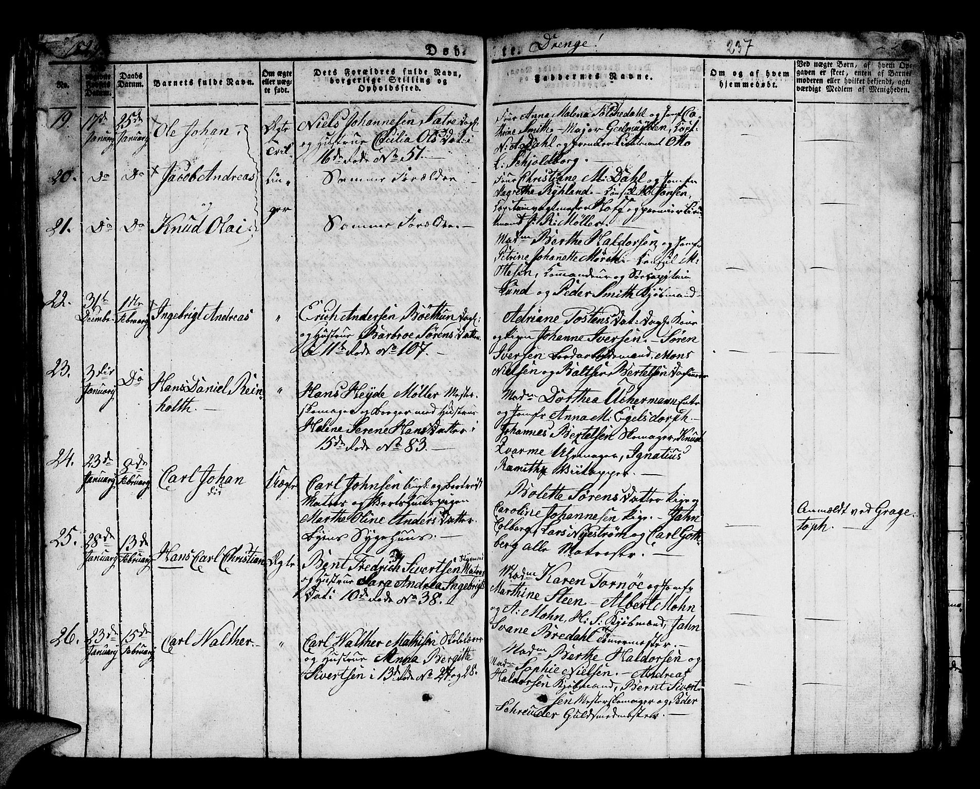 Domkirken sokneprestembete, AV/SAB-A-74801/H/Hab/L0005: Parish register (copy) no. A 5, 1821-1830, p. 237