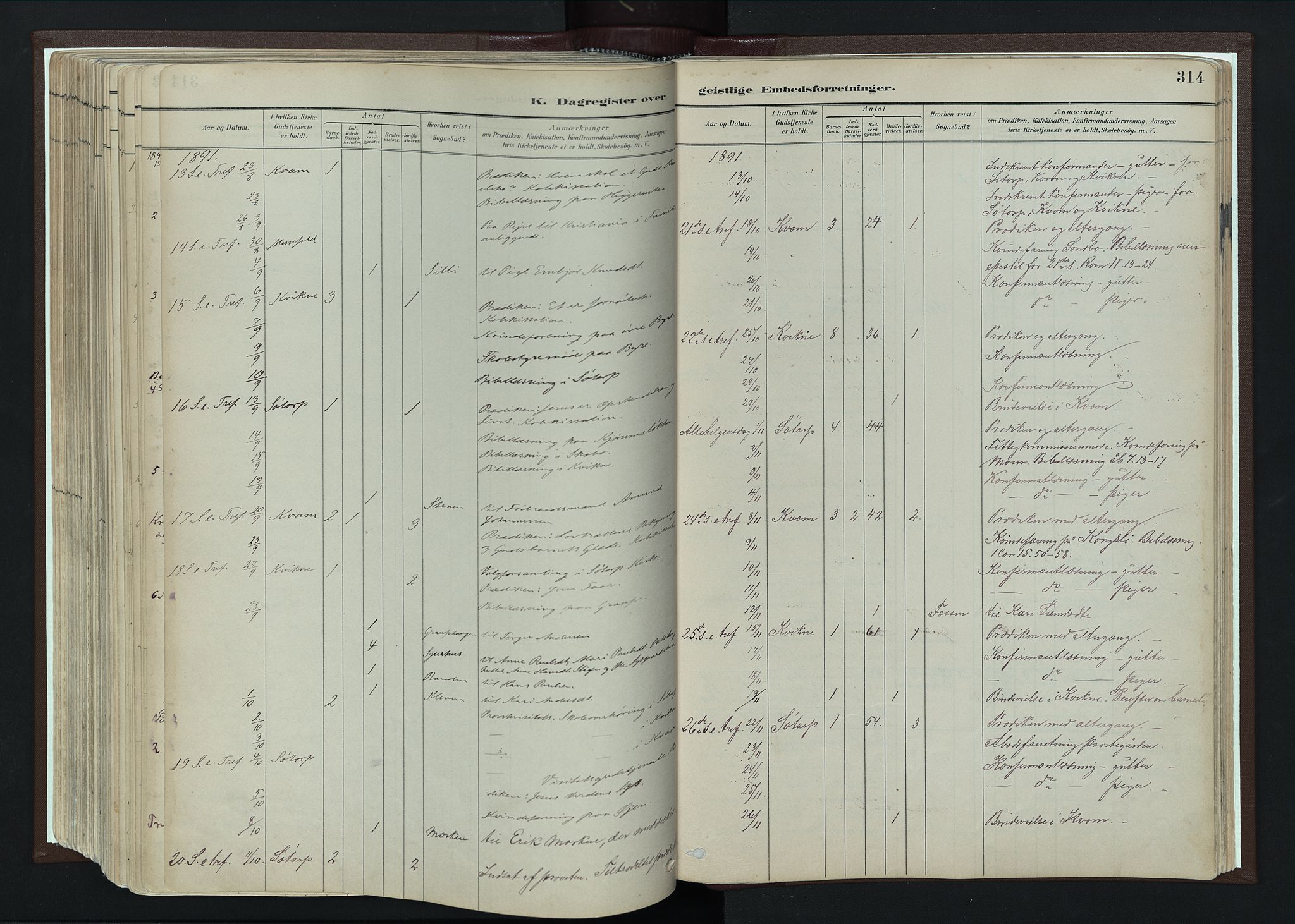 Nord-Fron prestekontor, AV/SAH-PREST-080/H/Ha/Haa/L0004: Parish register (official) no. 4, 1884-1914, p. 314