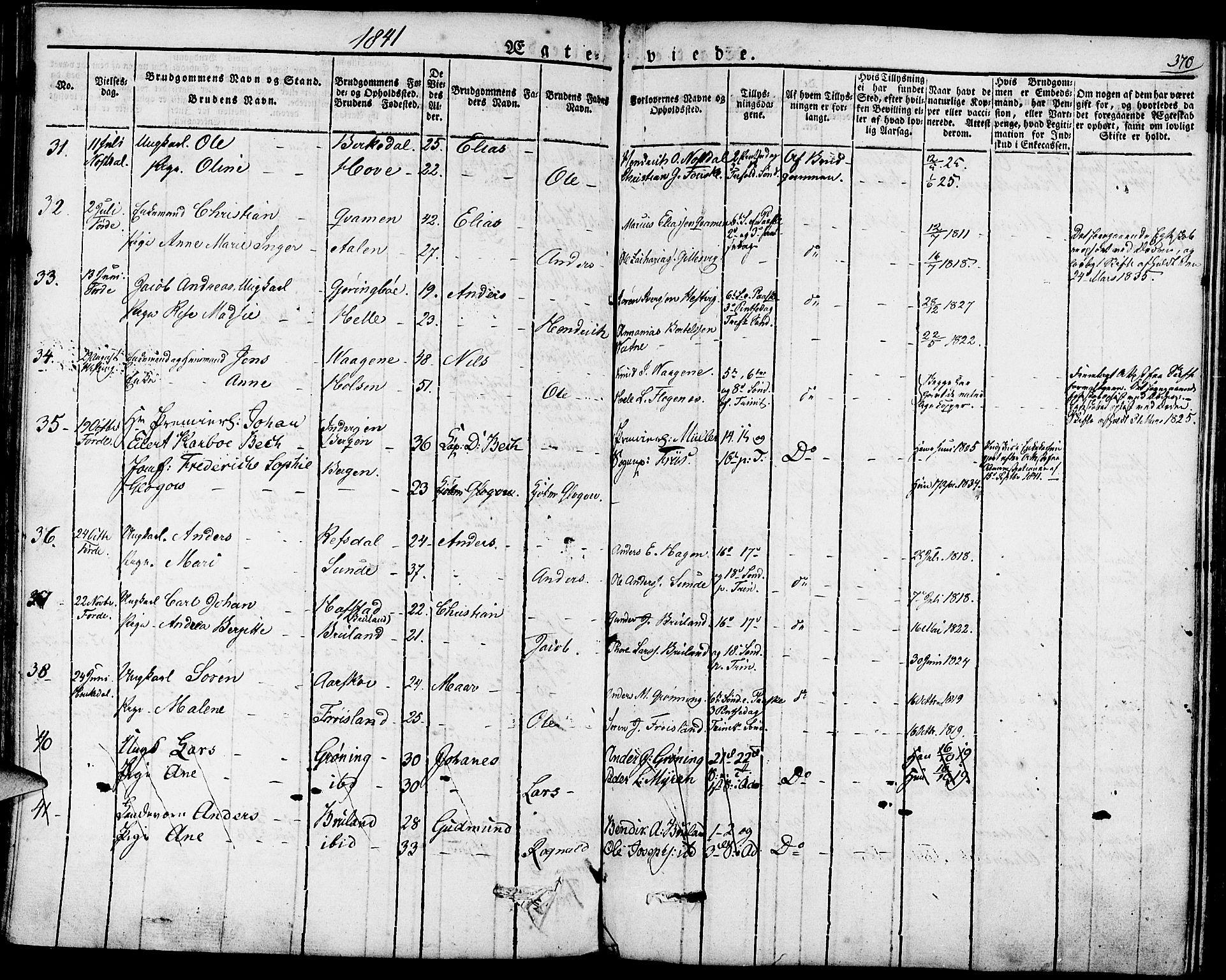 Førde sokneprestembete, AV/SAB-A-79901/H/Haa/Haaa/L0006: Parish register (official) no. A 6, 1821-1842, p. 370