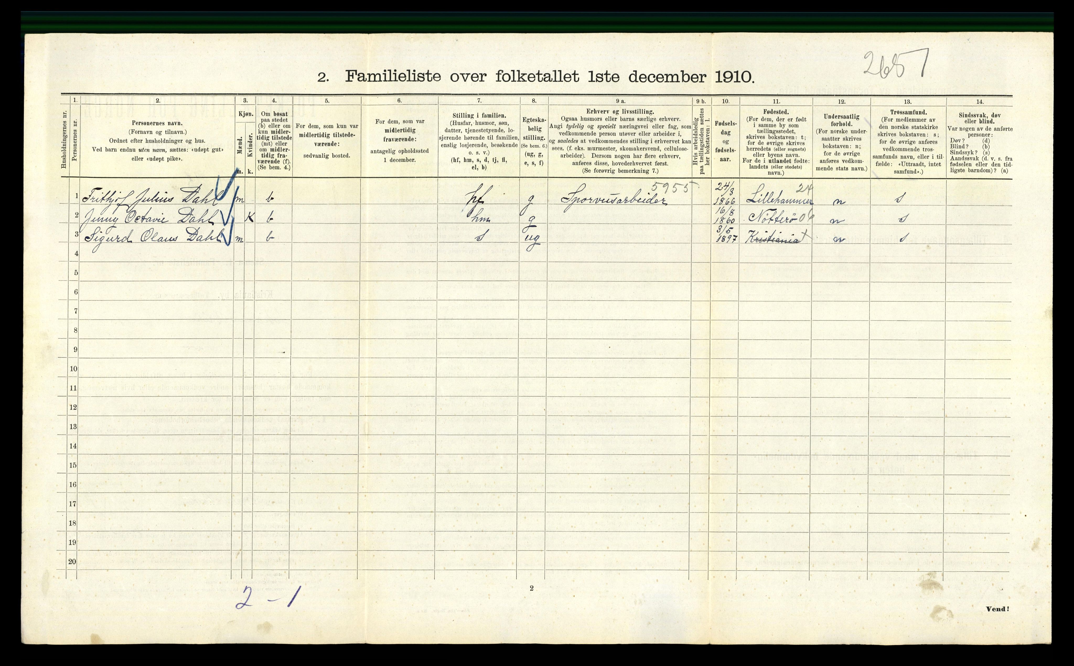 RA, 1910 census for Kristiania, 1910, p. 46108