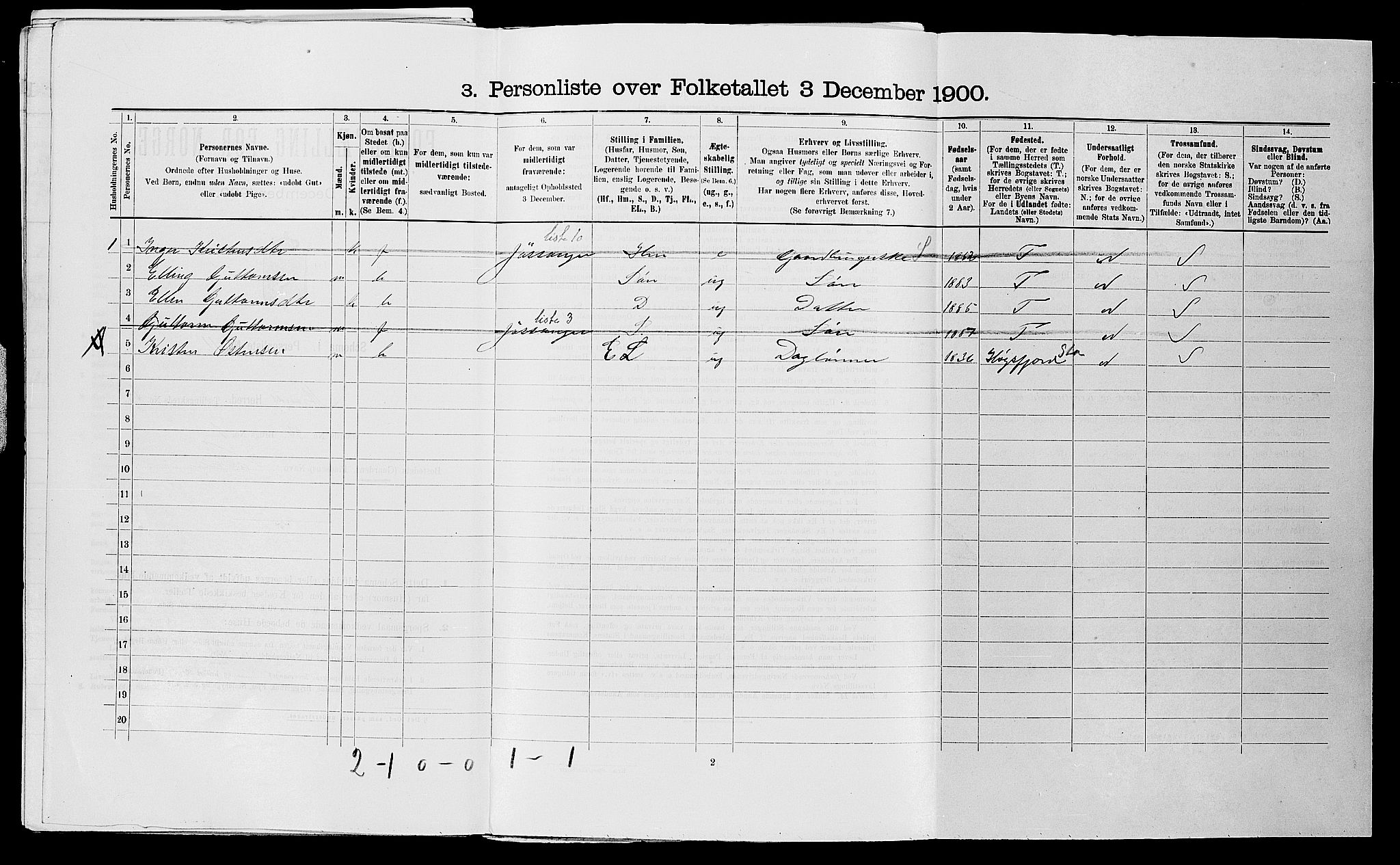 SAST, 1900 census for Strand, 1900, p. 824