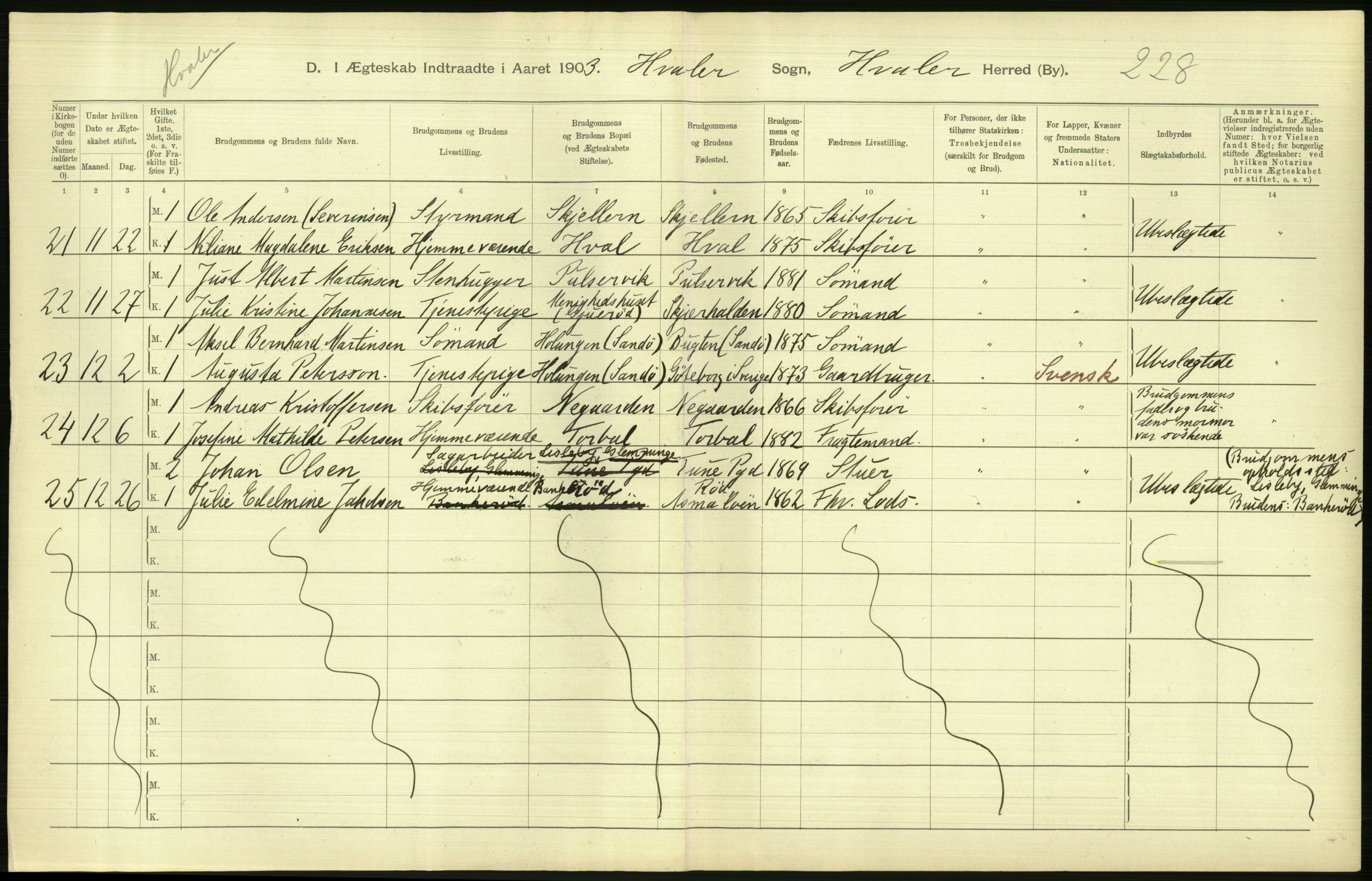 Statistisk sentralbyrå, Sosiodemografiske emner, Befolkning, AV/RA-S-2228/D/Df/Dfa/Dfaa/L0001: Smålenenes amt: Fødte, gifte, døde, 1903, p. 598