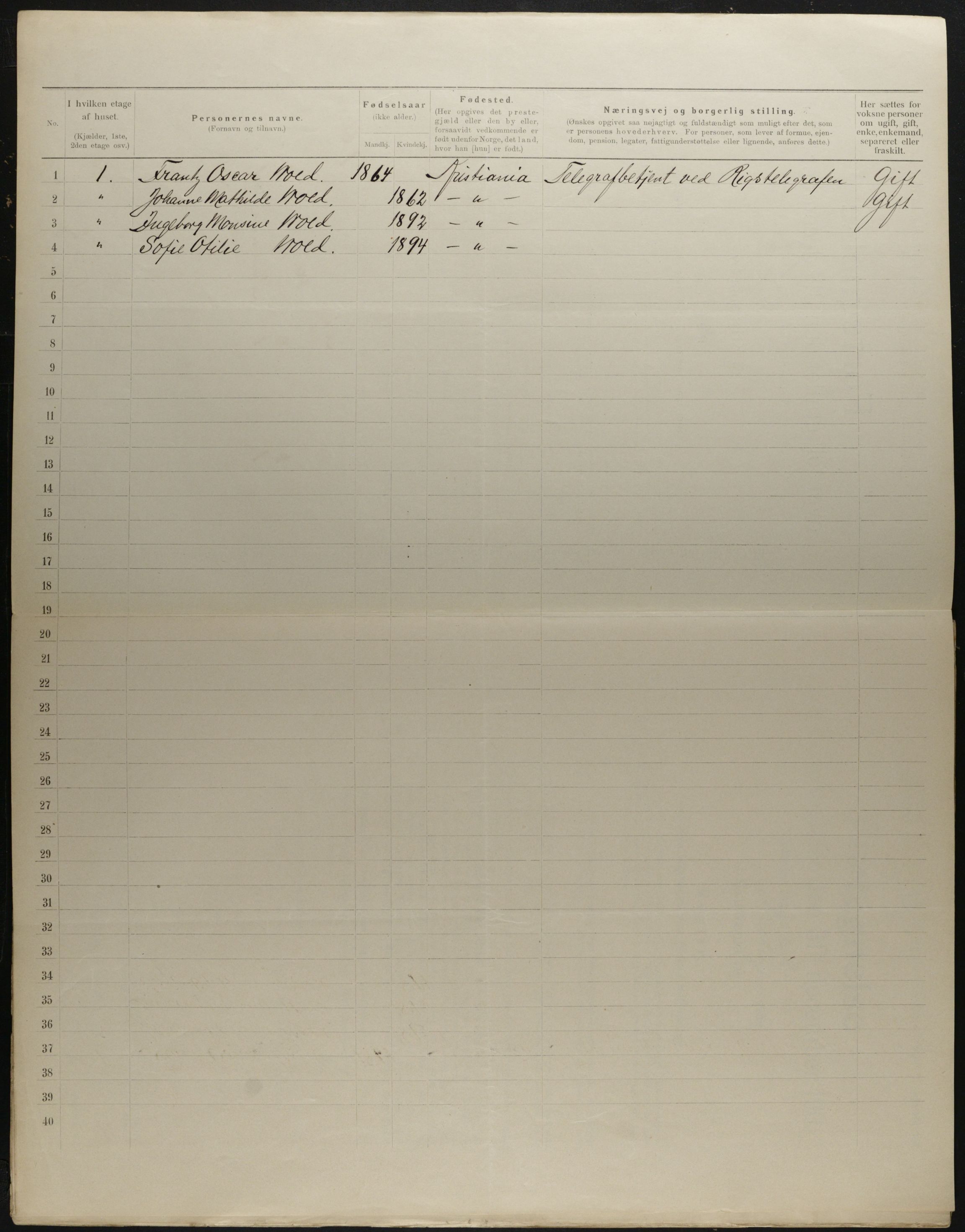 OBA, Municipal Census 1901 for Kristiania, 1901, p. 4001