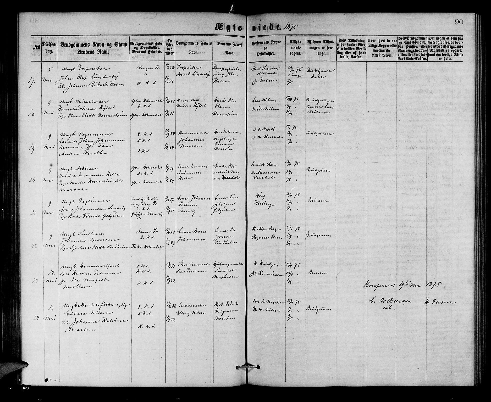 Korskirken sokneprestembete, AV/SAB-A-76101/H/Hab: Parish register (copy) no. D 2, 1867-1886, p. 90