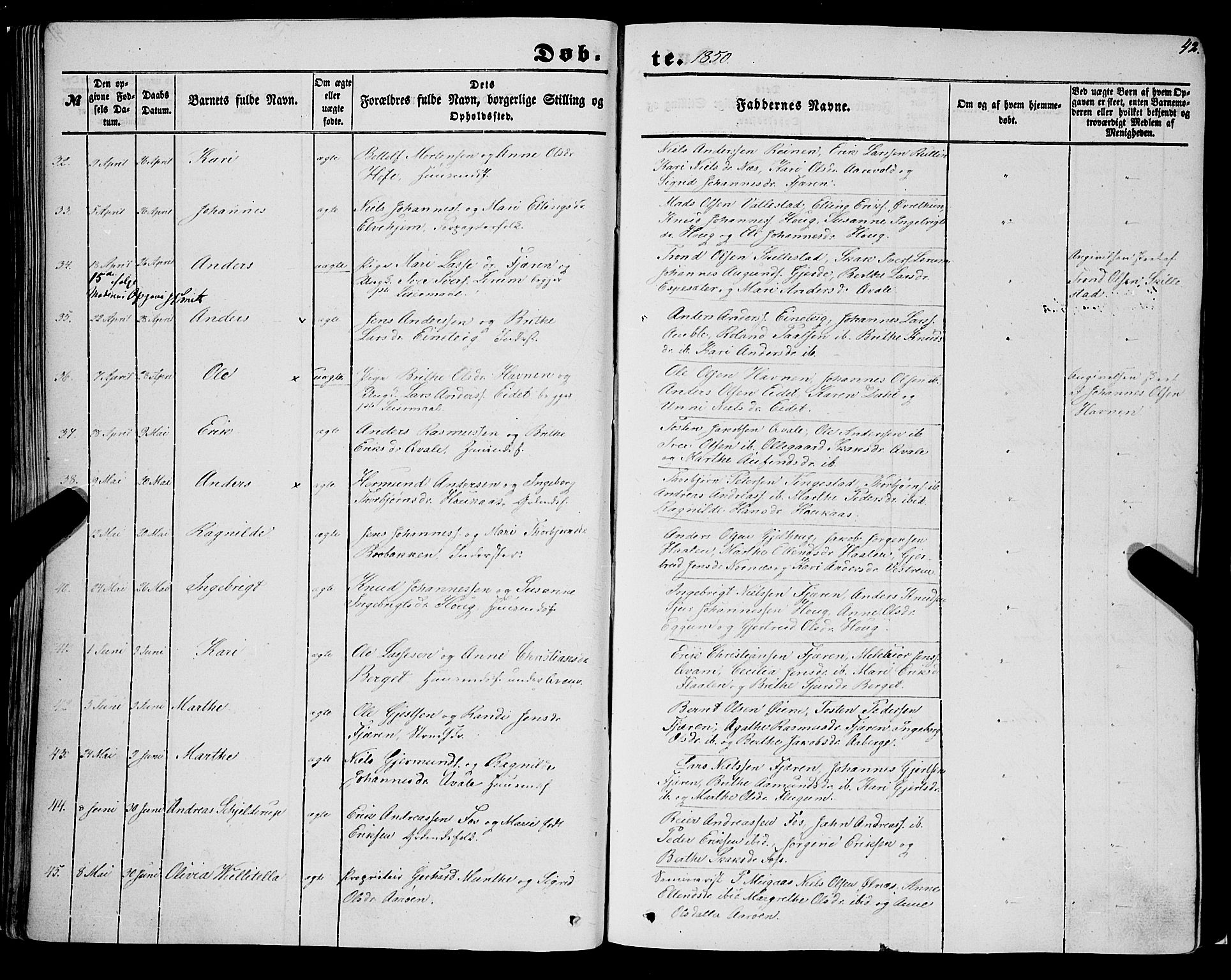 Sogndal sokneprestembete, SAB/A-81301/H/Haa/Haaa/L0012I: Parish register (official) no. A 12I, 1847-1859, p. 42