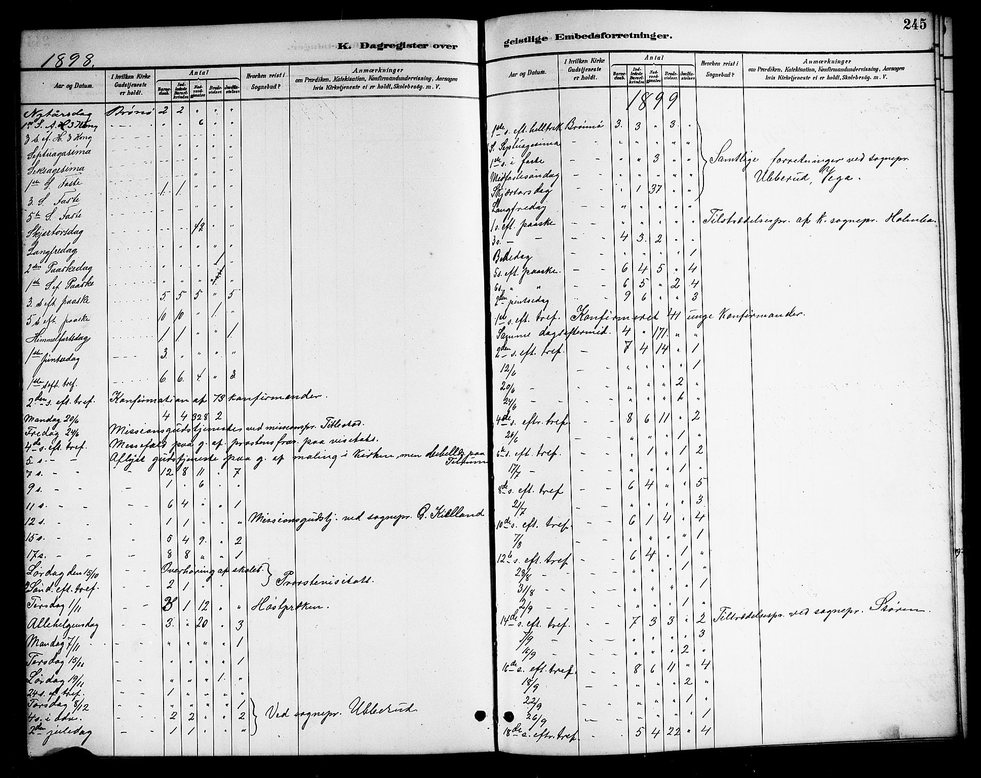 Ministerialprotokoller, klokkerbøker og fødselsregistre - Nordland, SAT/A-1459/813/L0213: Parish register (copy) no. 813C05, 1887-1903, p. 245