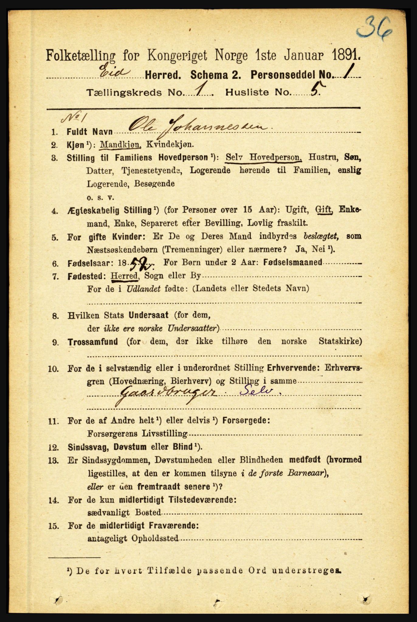 RA, 1891 census for 1443 Eid, 1891, p. 94