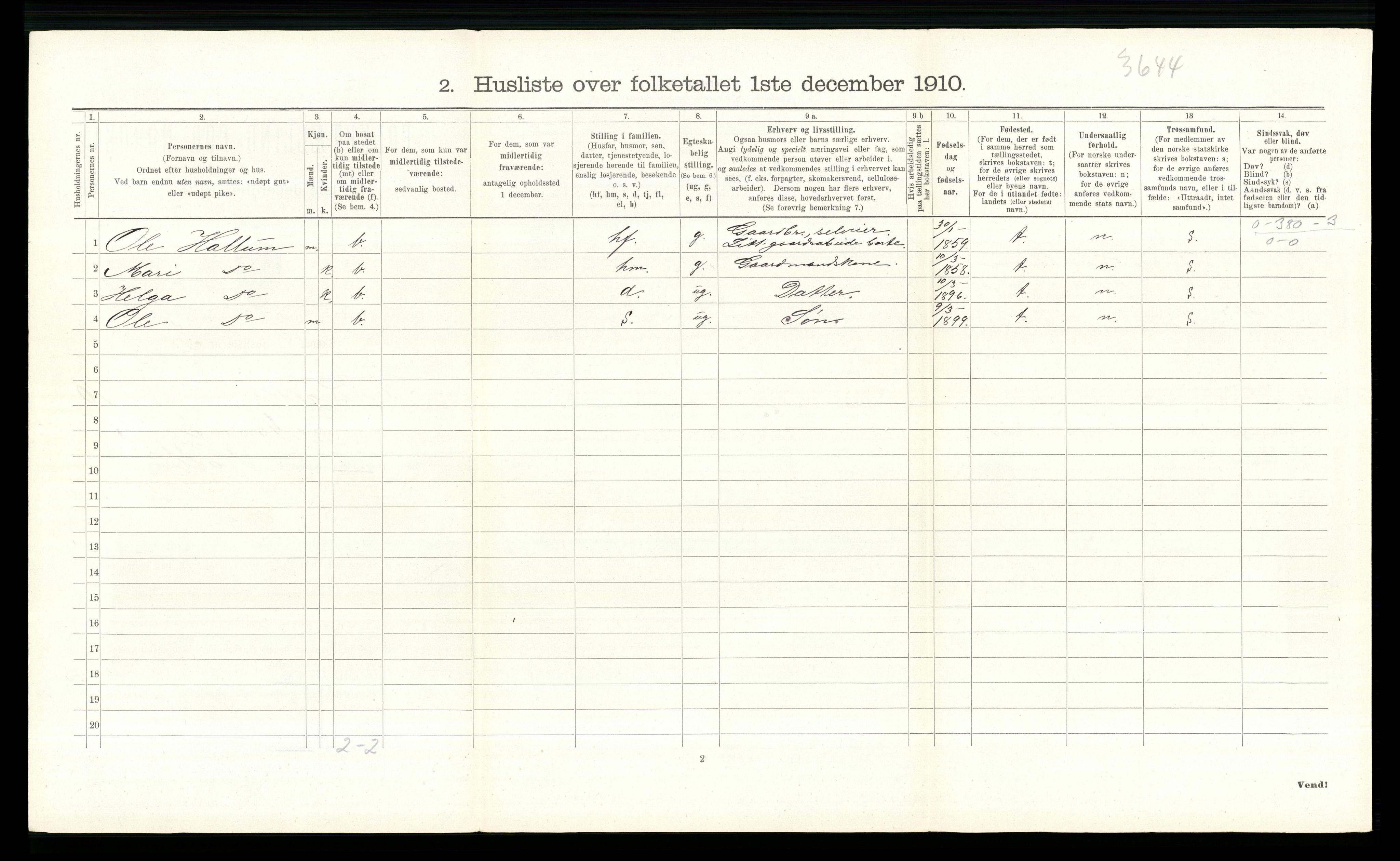 RA, 1910 census for Ringebu, 1910, p. 1355