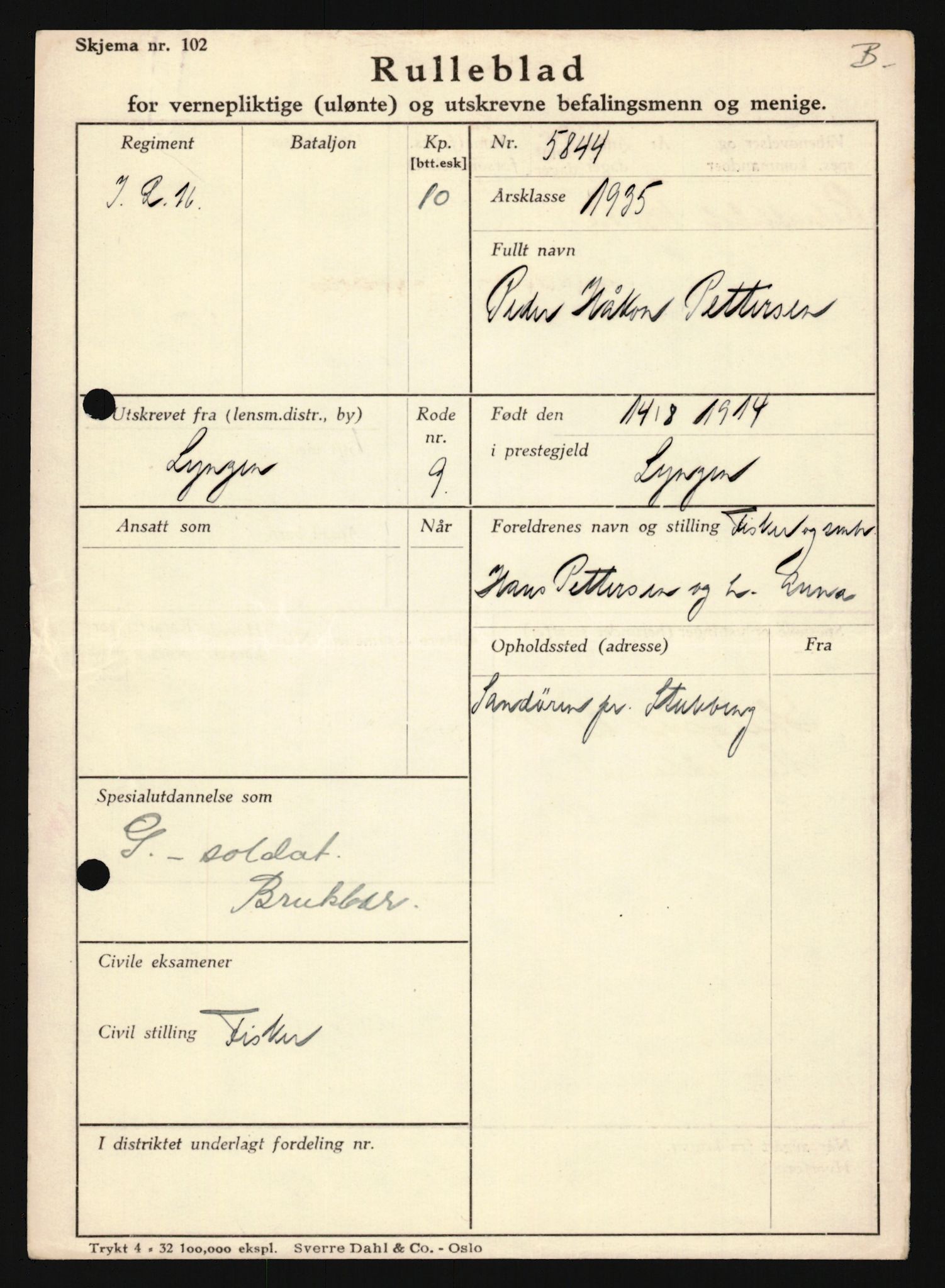 Forsvaret, Troms infanteriregiment nr. 16, AV/RA-RAFA-3146/P/Pa/L0019: Rulleblad for regimentets menige mannskaper, årsklasse 1935, 1935, p. 1053