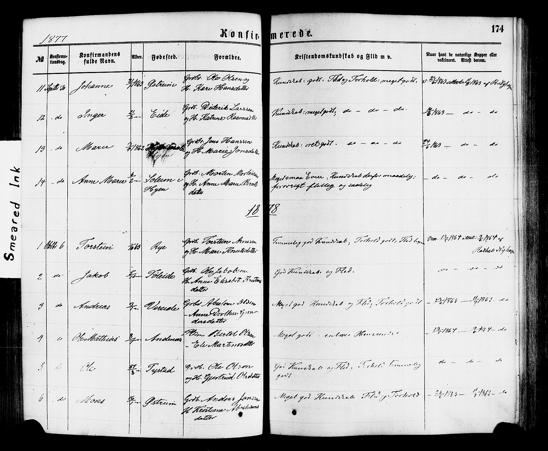 Gloppen sokneprestembete, AV/SAB-A-80101/H/Haa/Haaa/L0010: Parish register (official) no. A 10, 1871-1884, p. 174