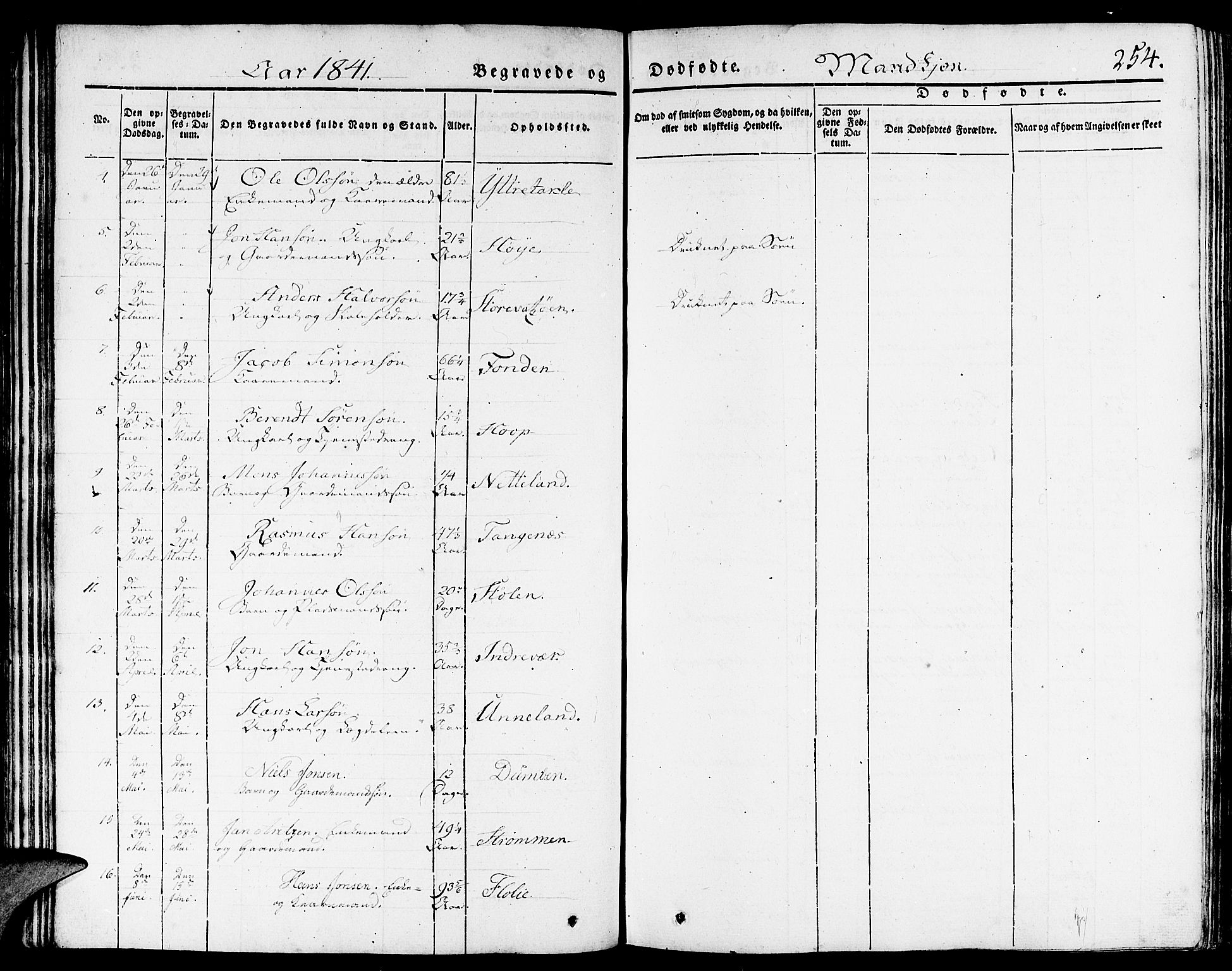 Gulen sokneprestembete, AV/SAB-A-80201/H/Haa/Haaa/L0020: Parish register (official) no. A 20, 1837-1847, p. 254