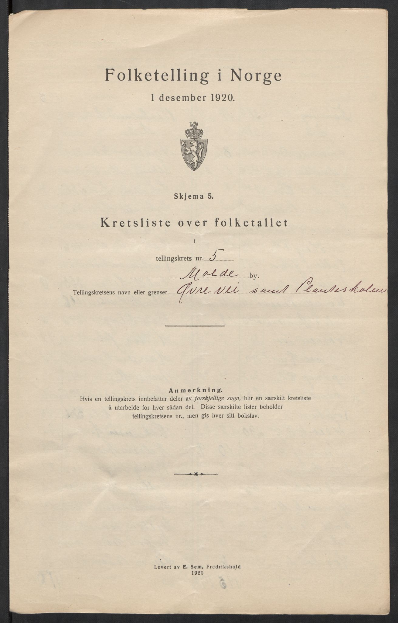 SAT, 1920 census for Molde, 1920, p. 18