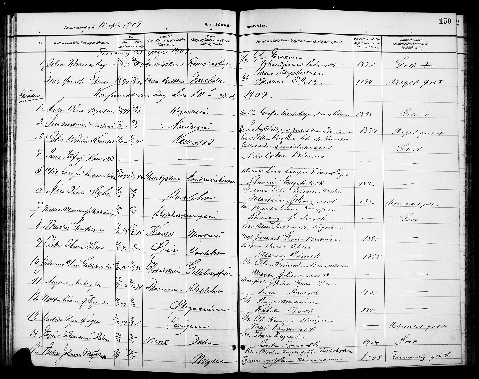 Ringebu prestekontor, AV/SAH-PREST-082/H/Ha/Hab/L0009: Parish register (copy) no. 9, 1899-1921, p. 150