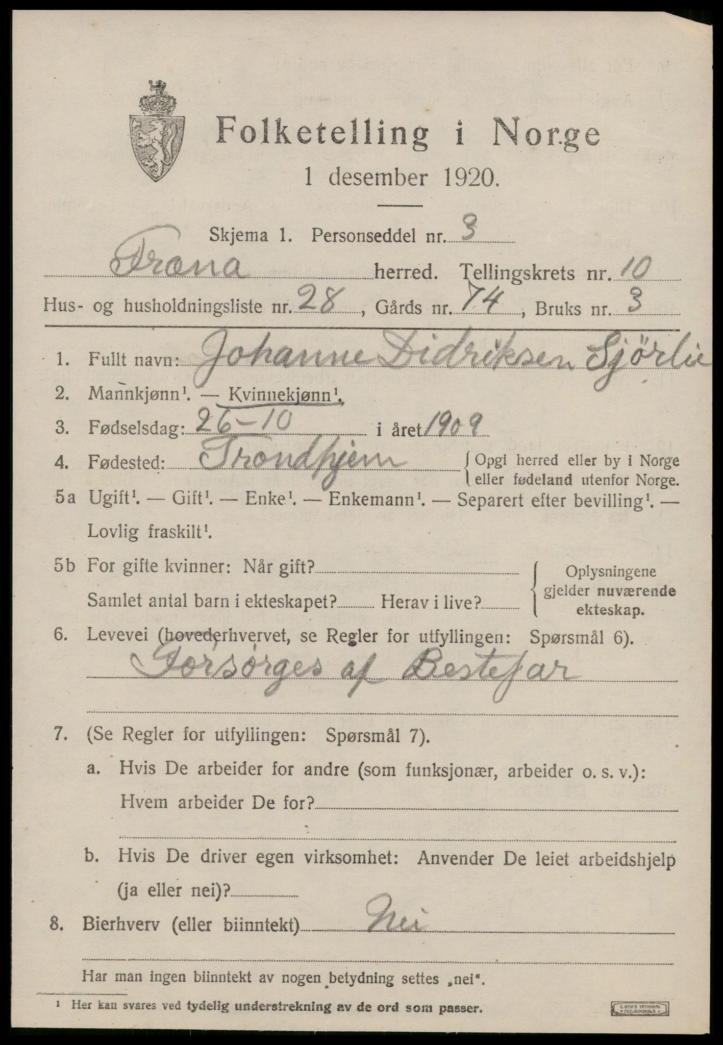 SAT, 1920 census for Fræna, 1920, p. 6051