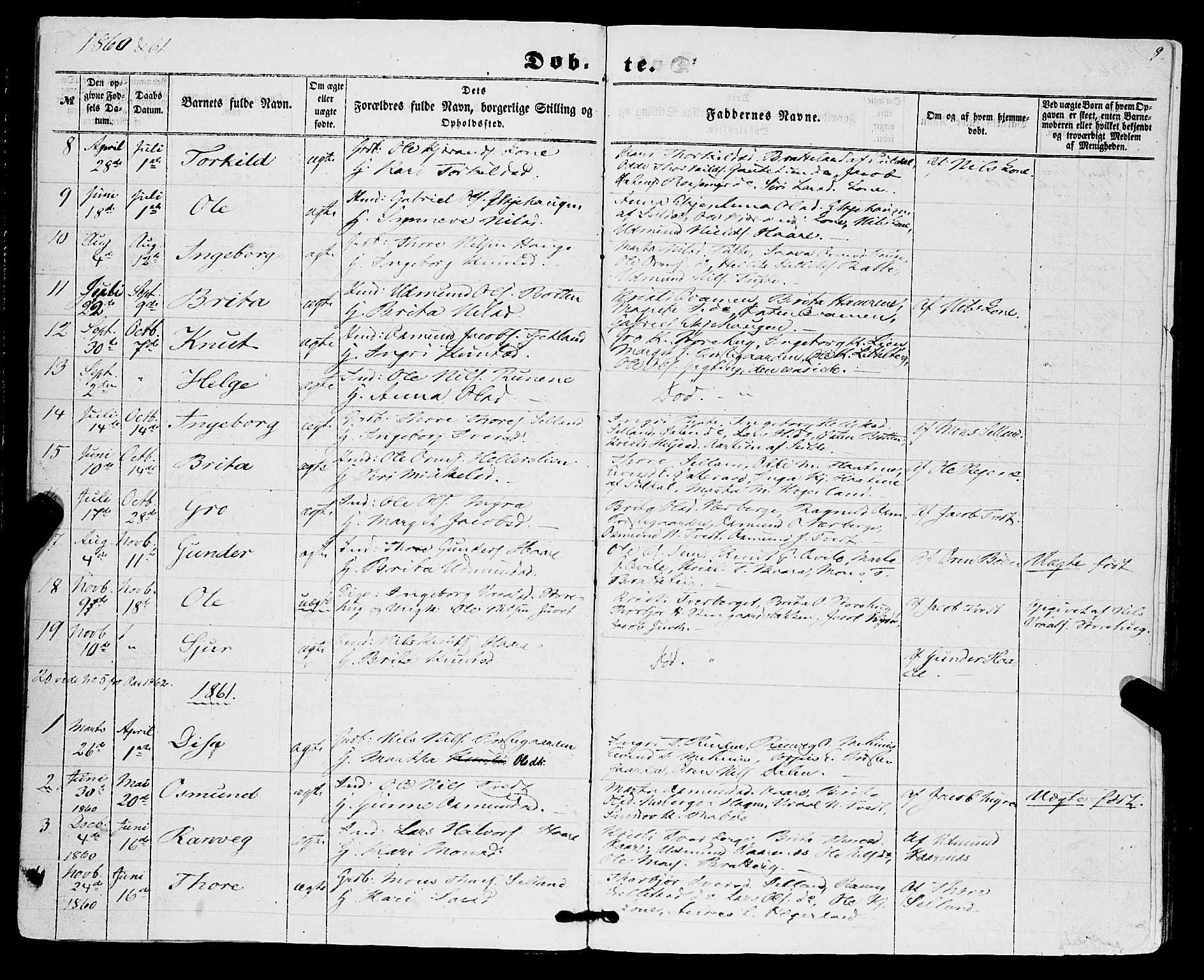 Røldal sokneprestembete, SAB/A-100247: Parish register (official) no. A 3, 1856-1870, p. 9