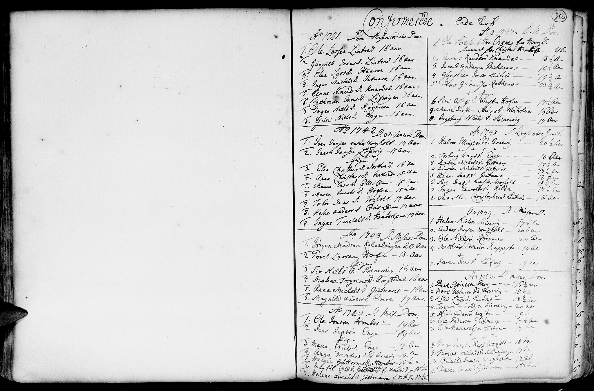 Hommedal sokneprestkontor, AV/SAK-1111-0023/F/Fa/Fab/L0002: Parish register (official) no. A 2 /2, 1740-1823, p. 312