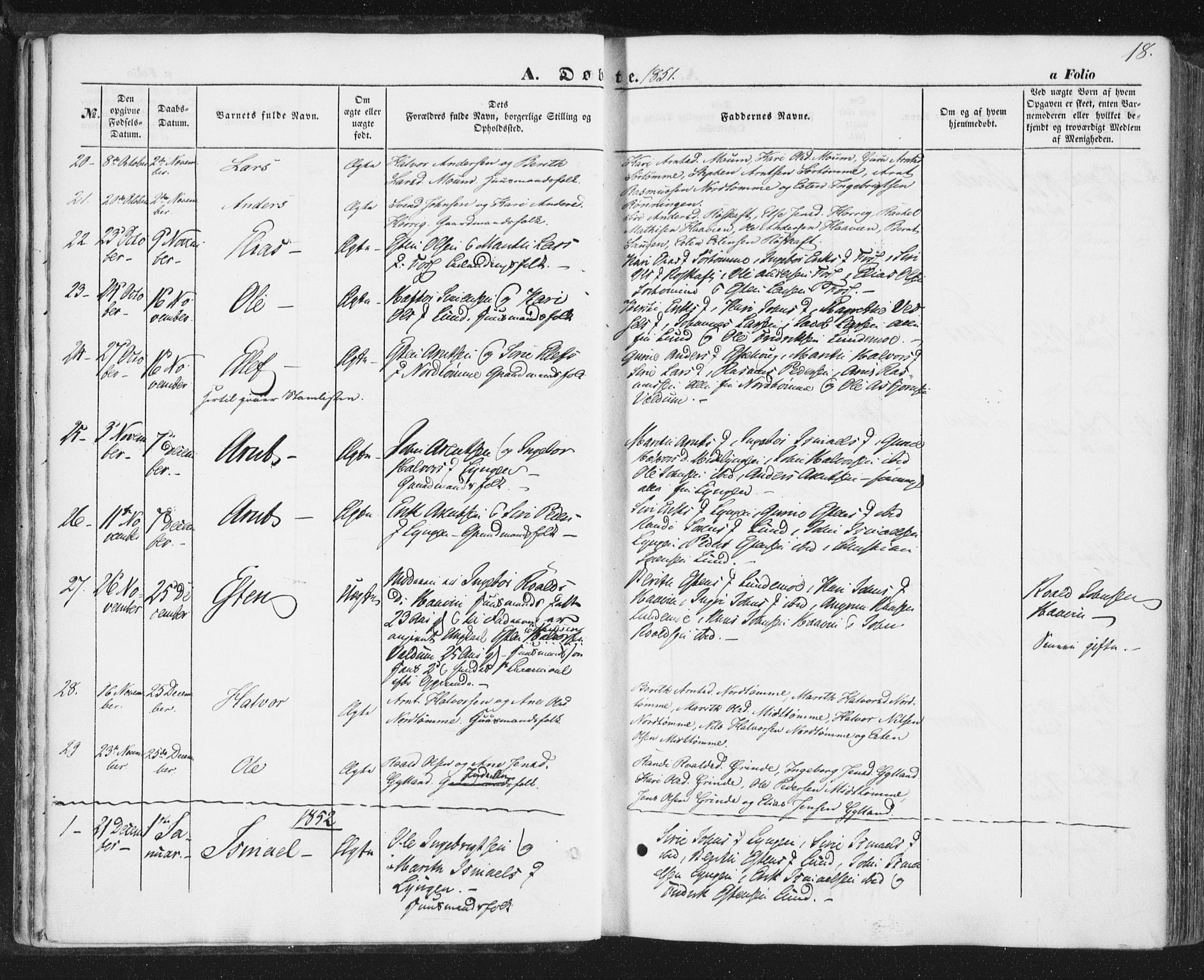 Ministerialprotokoller, klokkerbøker og fødselsregistre - Sør-Trøndelag, SAT/A-1456/692/L1103: Parish register (official) no. 692A03, 1849-1870, p. 18
