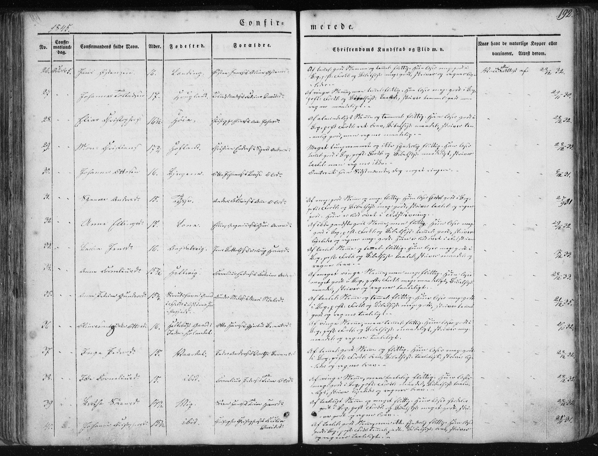 Fjaler sokneprestembete, AV/SAB-A-79801/H/Haa/Haaa/L0006: Parish register (official) no. A 6, 1835-1884, p. 192