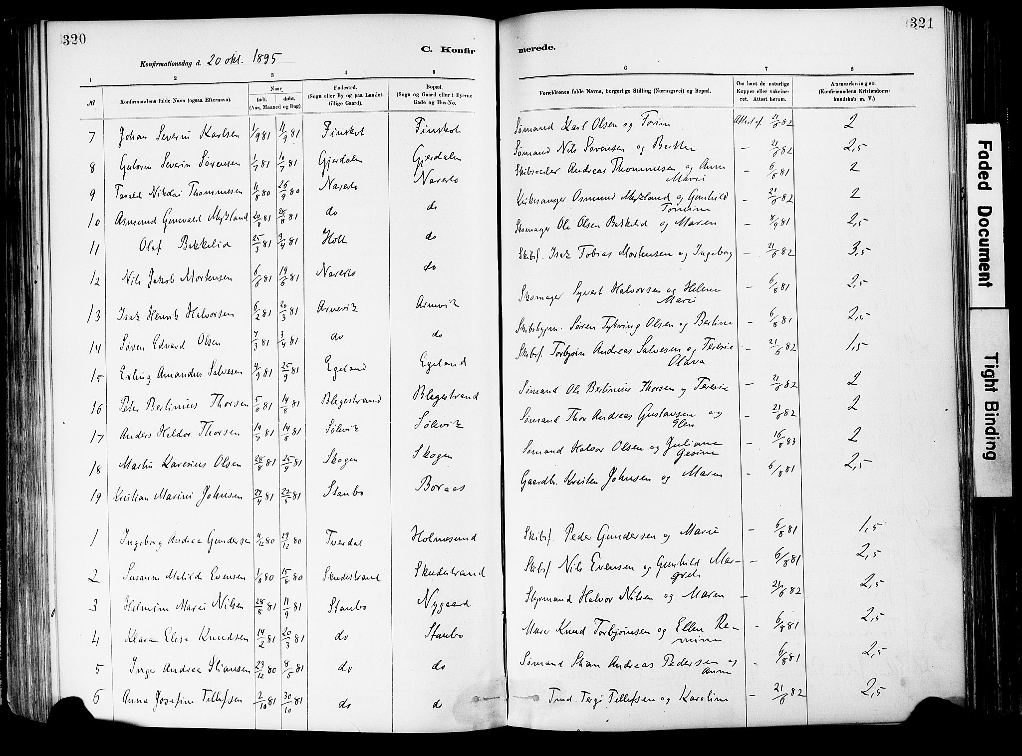 Dypvåg sokneprestkontor, SAK/1111-0007/F/Fa/Fab/L0001: Parish register (official) no. A 1, 1885-1912, p. 320-321