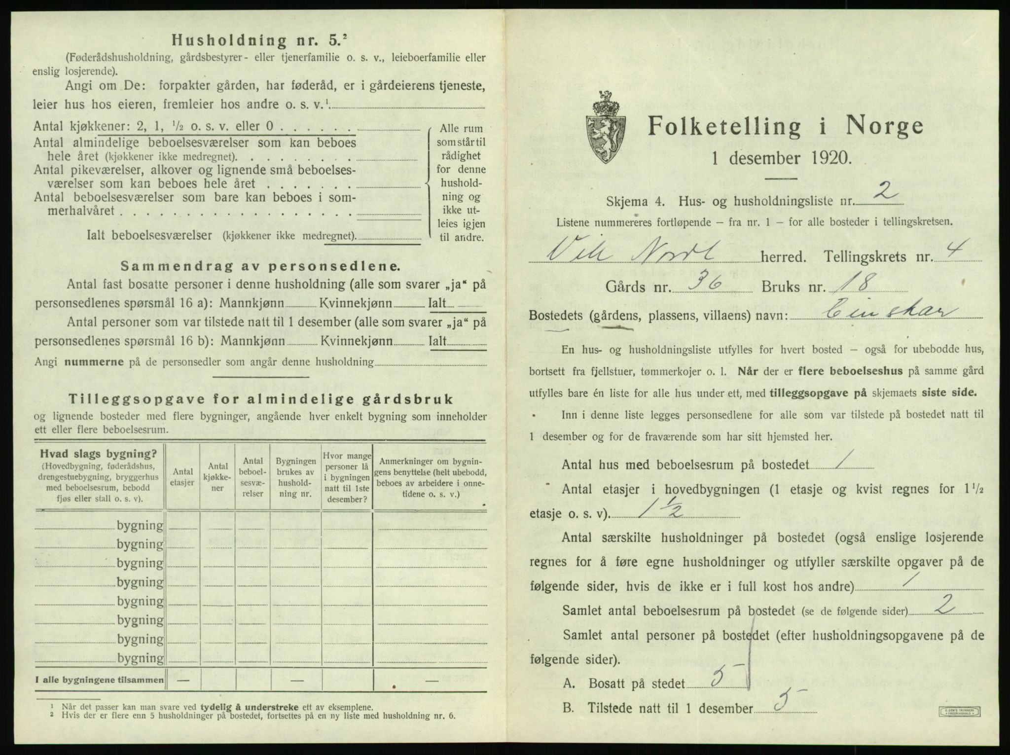 SAT, 1920 census for Vik, 1920, p. 253