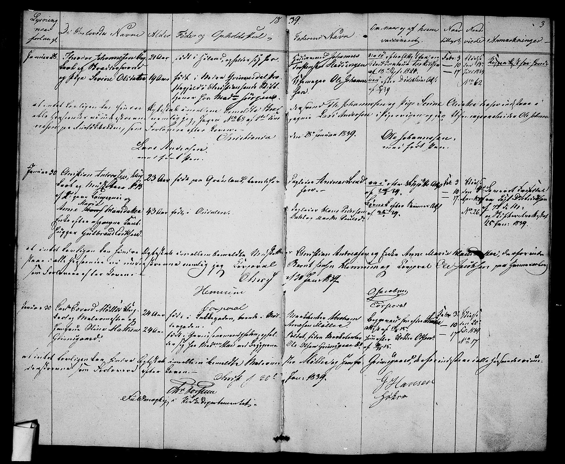 Oslo domkirke Kirkebøker, AV/SAO-A-10752/L/La/L0016: Best man's statements no. 16, 1839-1842, p. 3
