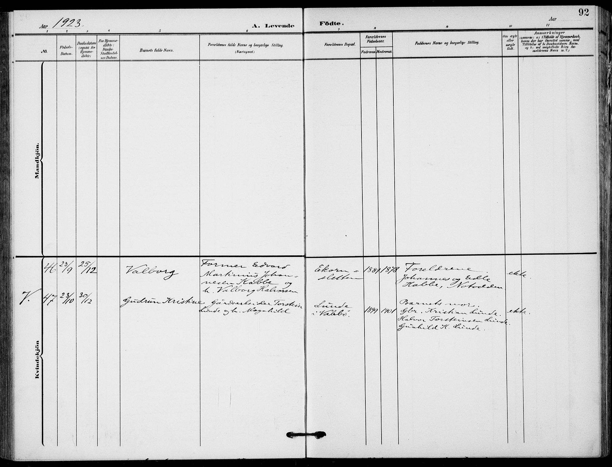 Holla kirkebøker, SAKO/A-272/F/Fa/L0012: Parish register (official) no. 12, 1907-1923, p. 92