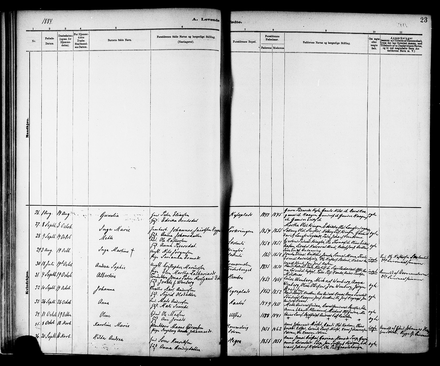 Ministerialprotokoller, klokkerbøker og fødselsregistre - Nord-Trøndelag, SAT/A-1458/703/L0030: Parish register (official) no. 703A03, 1880-1892, p. 23