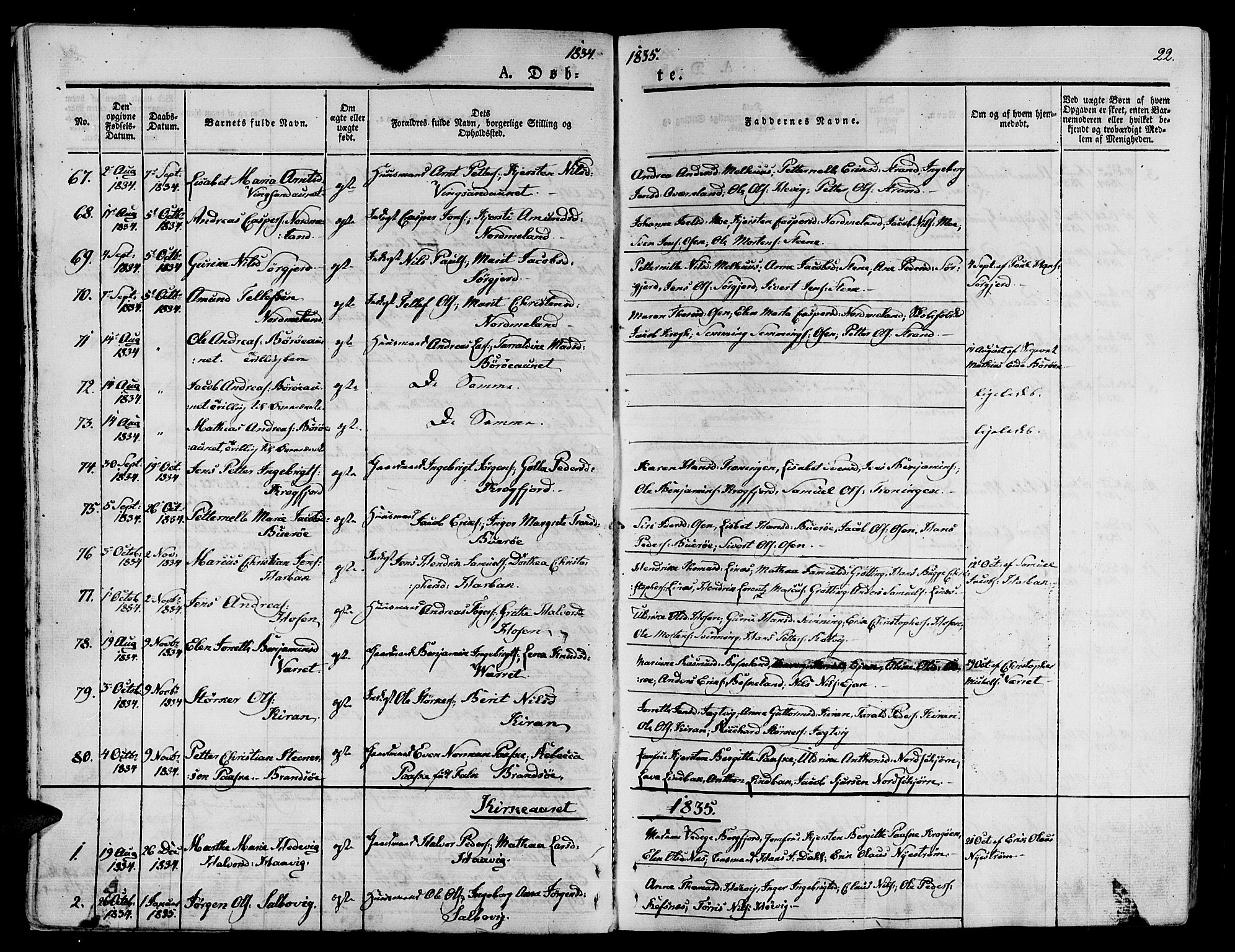 Ministerialprotokoller, klokkerbøker og fødselsregistre - Sør-Trøndelag, SAT/A-1456/657/L0703: Parish register (official) no. 657A04, 1831-1846, p. 22