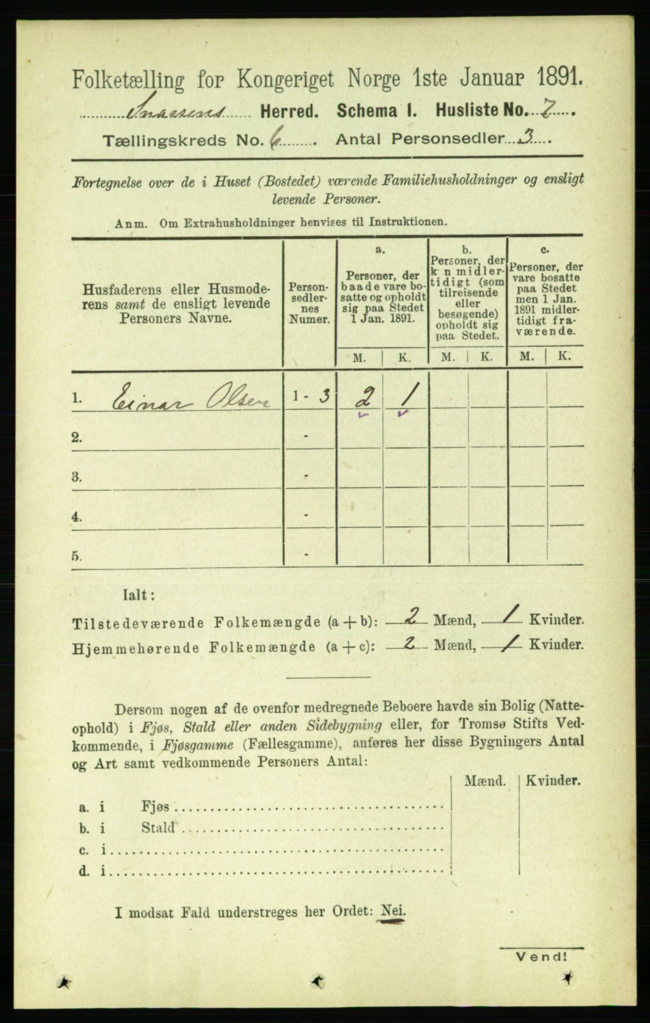 RA, 1891 census for 1736 Snåsa, 1891, p. 1823