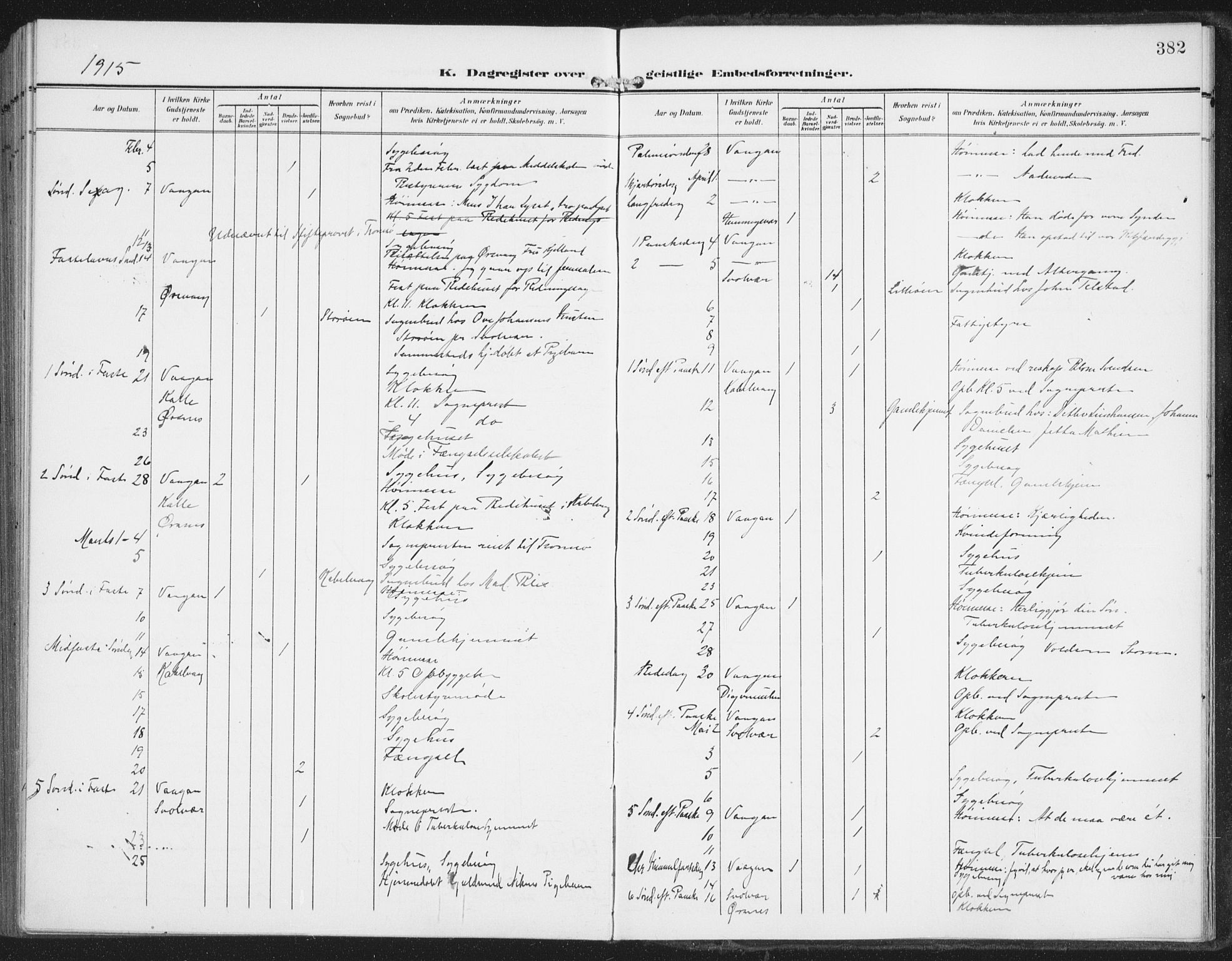 Ministerialprotokoller, klokkerbøker og fødselsregistre - Nordland, AV/SAT-A-1459/874/L1063: Parish register (official) no. 874A07, 1907-1915, p. 382