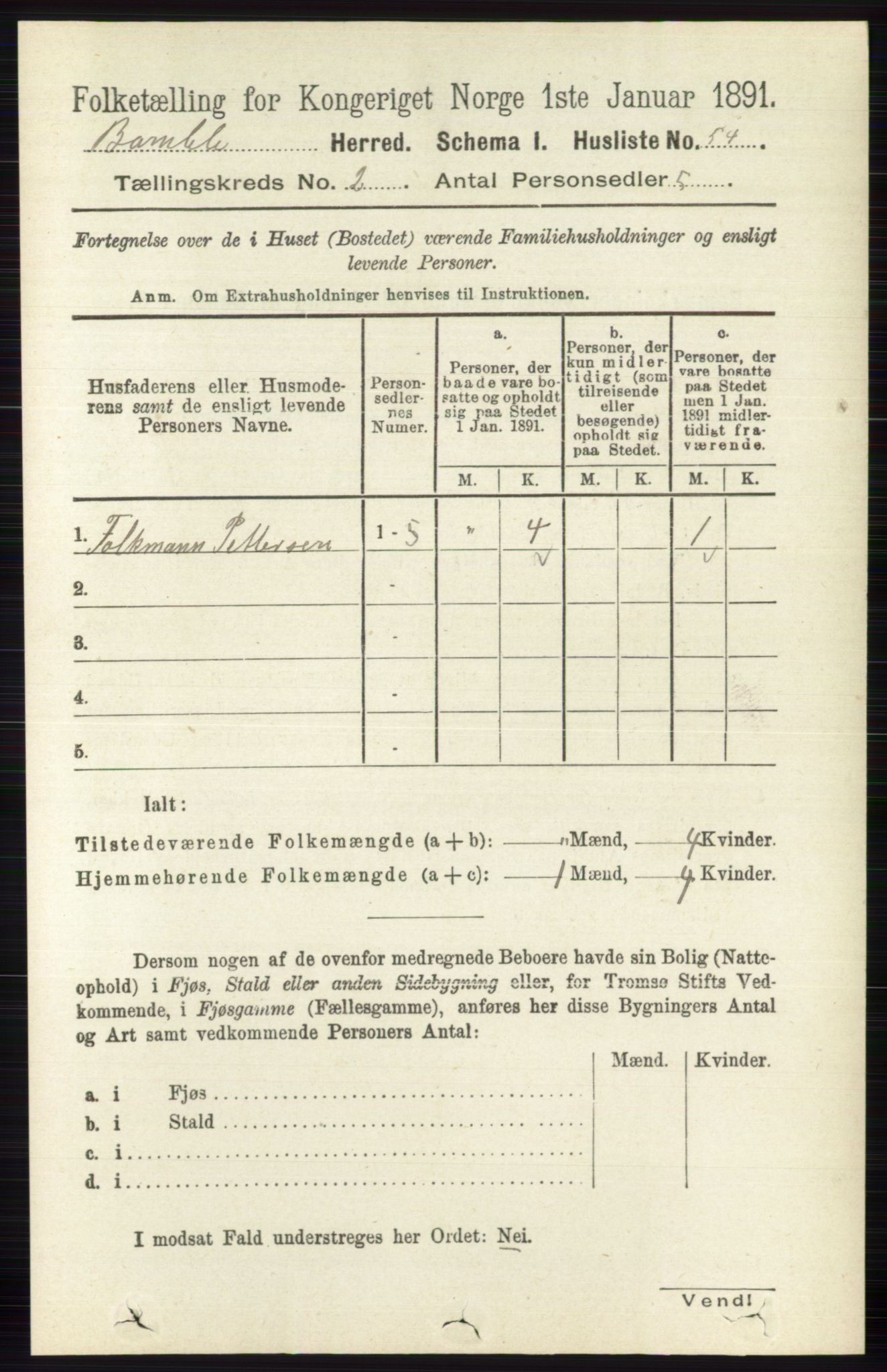 RA, 1891 census for 0814 Bamble, 1891, p. 995