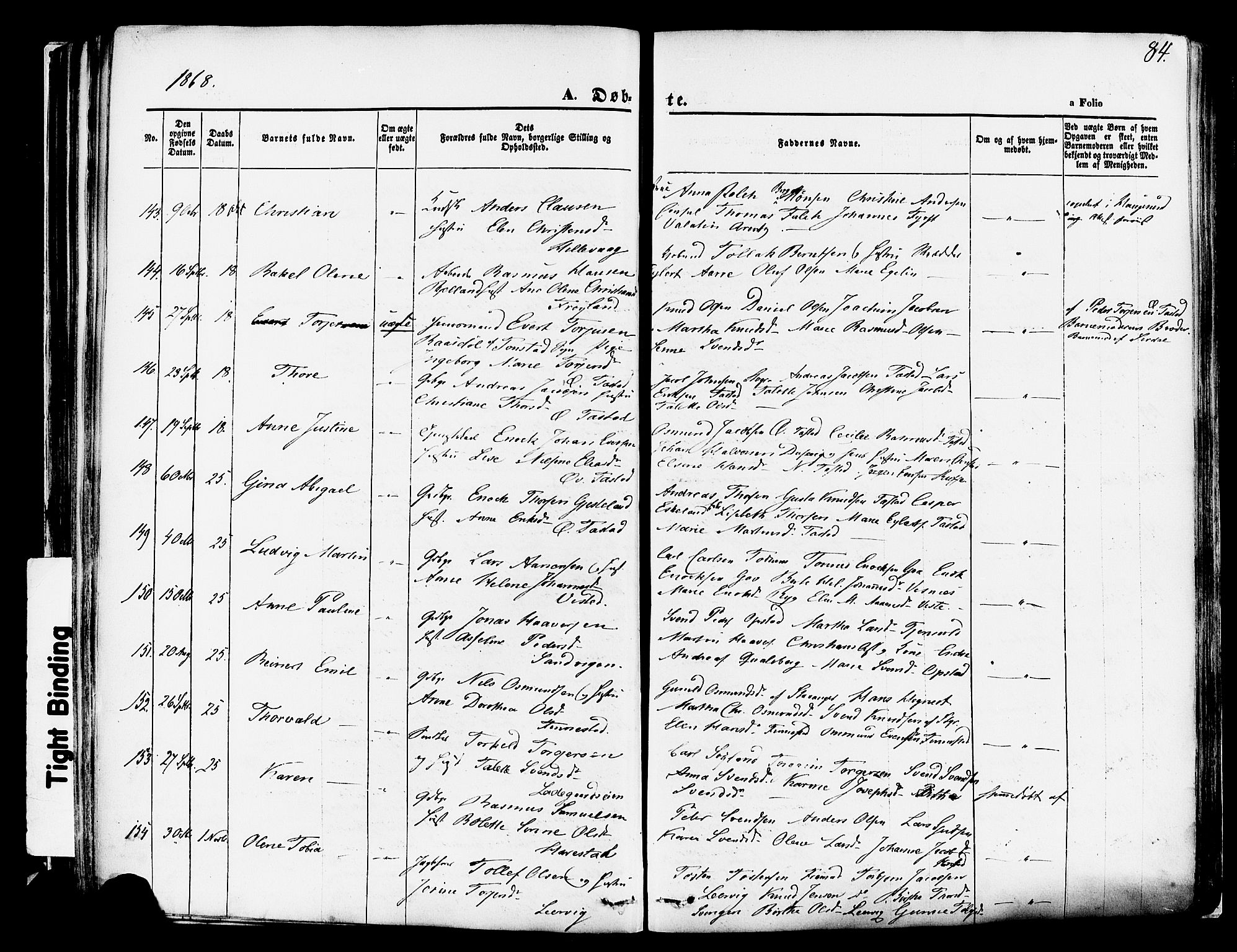 Hetland sokneprestkontor, AV/SAST-A-101826/30/30BA/L0003: Parish register (official) no. A 3, 1862-1876, p. 84