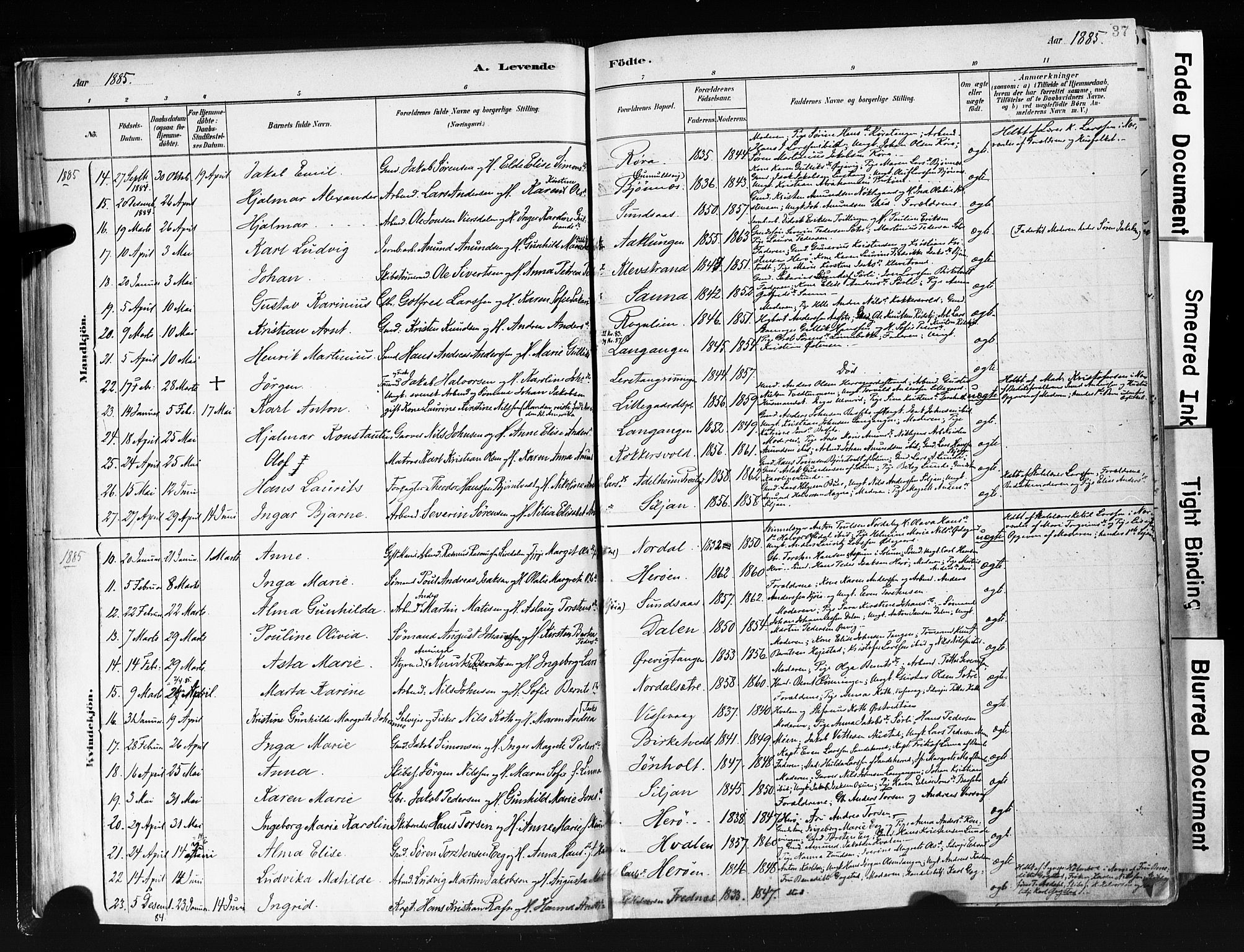 Eidanger kirkebøker, AV/SAKO-A-261/F/Fa/L0012: Parish register (official) no. 12, 1879-1900, p. 37