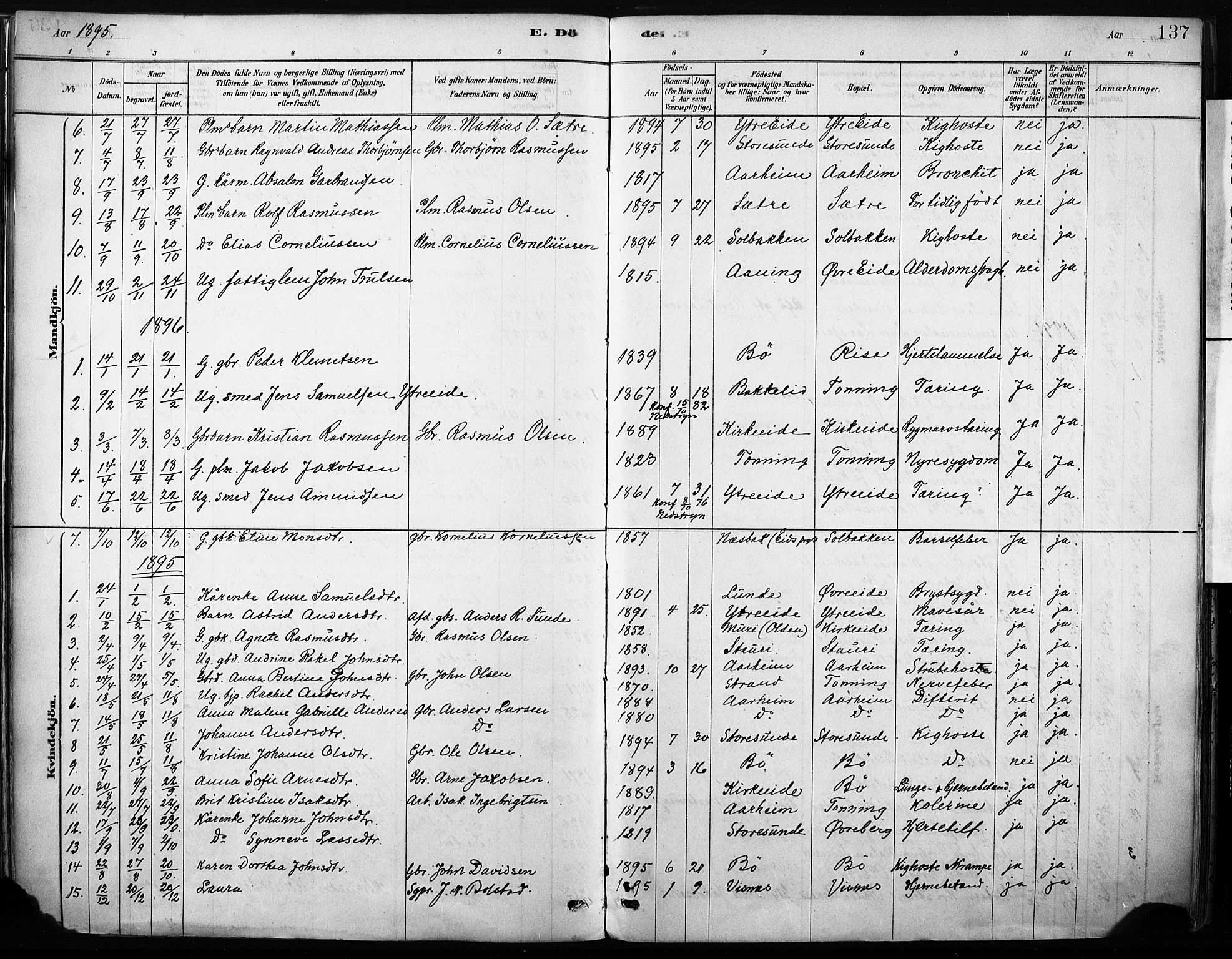 Stryn Sokneprestembete, AV/SAB-A-82501: Parish register (official) no. B 1, 1878-1907, p. 137