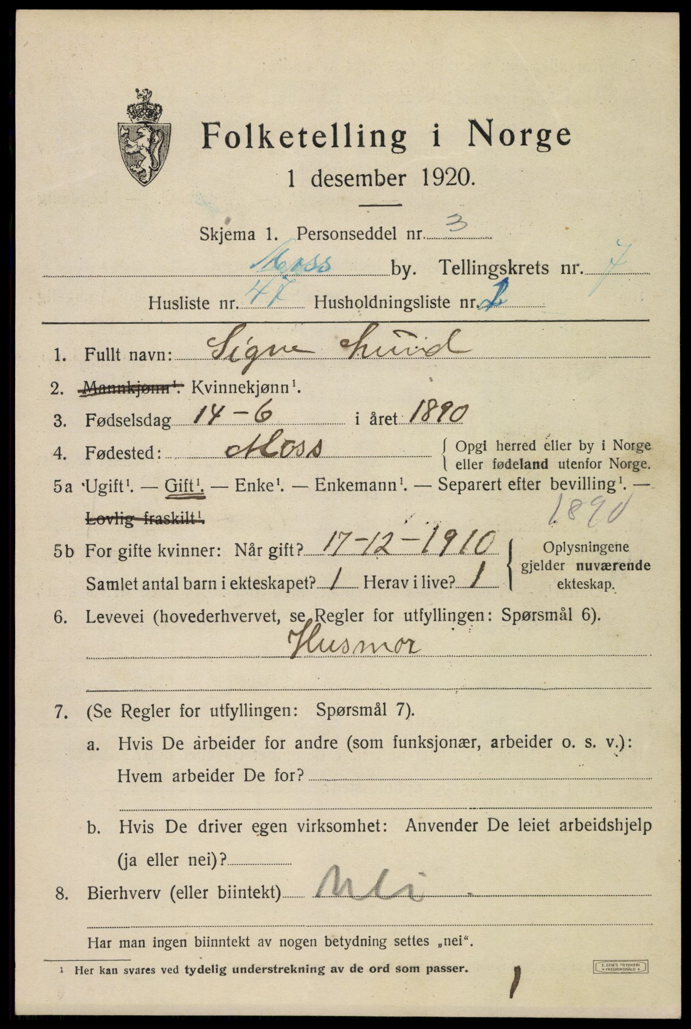 SAO, 1920 census for Moss, 1920, p. 20555