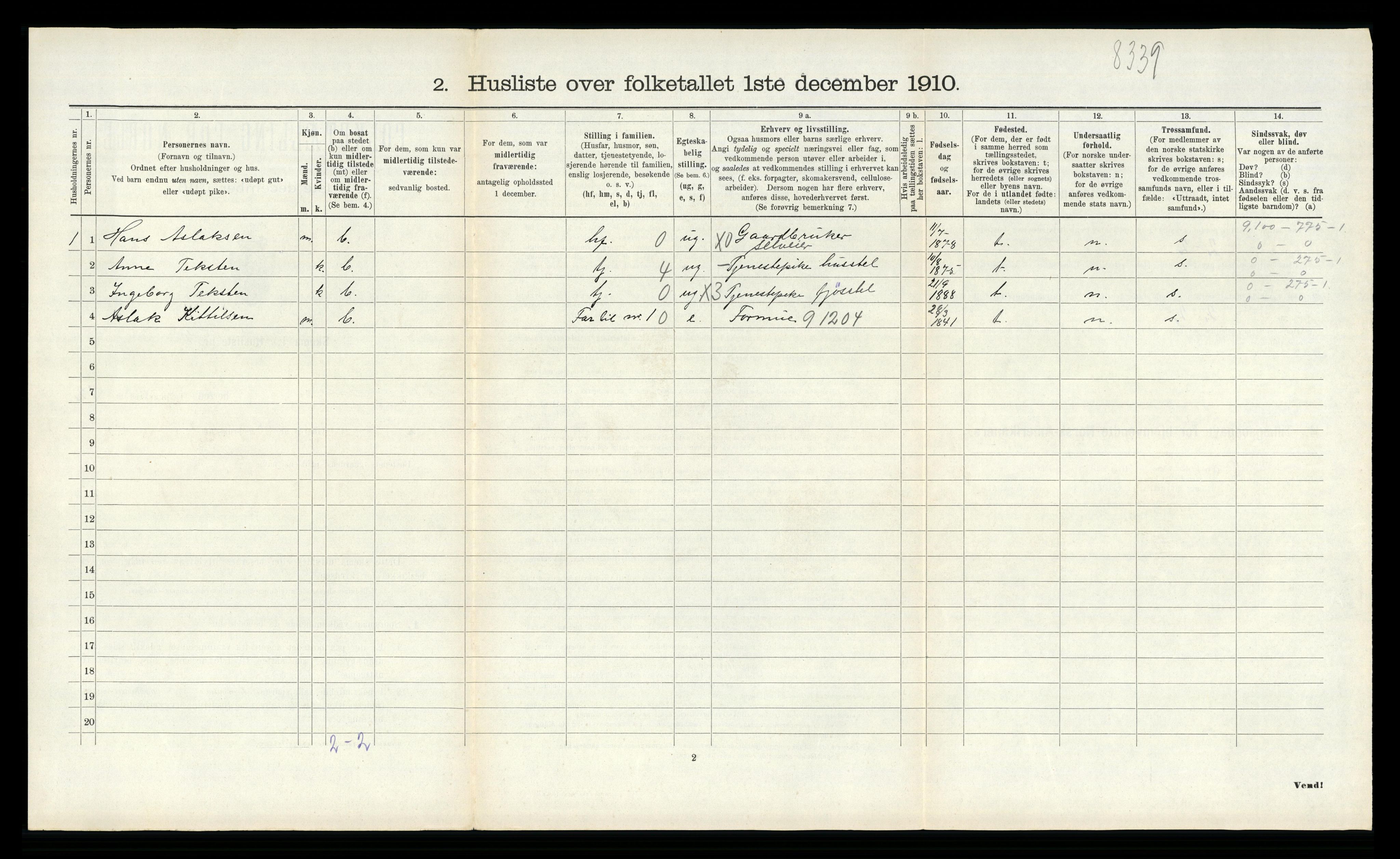 RA, 1910 census for Sauherad, 1910, p. 1302