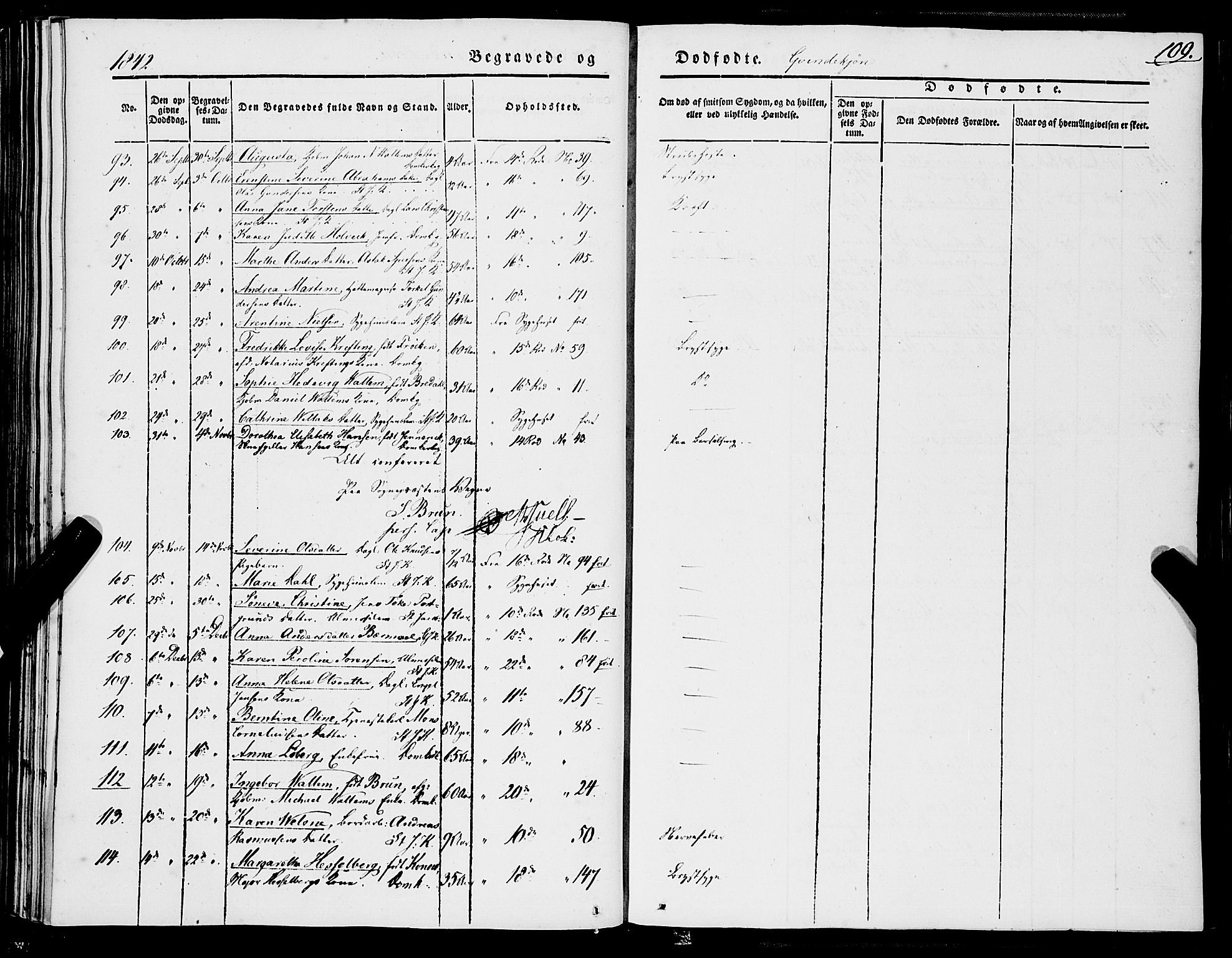 Domkirken sokneprestembete, SAB/A-74801/H/Haa/L0040: Parish register (official) no. E 1, 1841-1853, p. 109