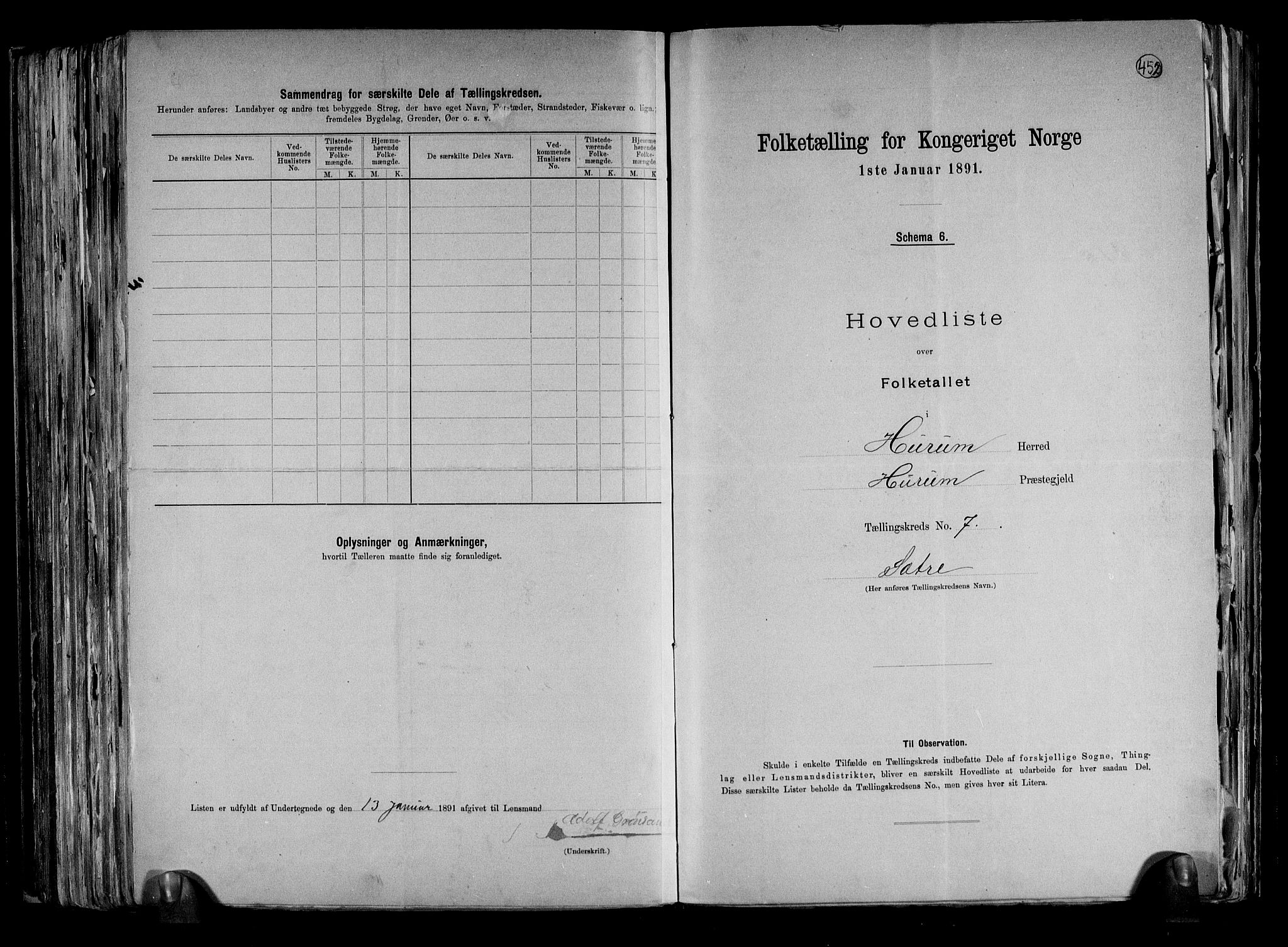 RA, 1891 census for 0628 Hurum, 1891, p. 17