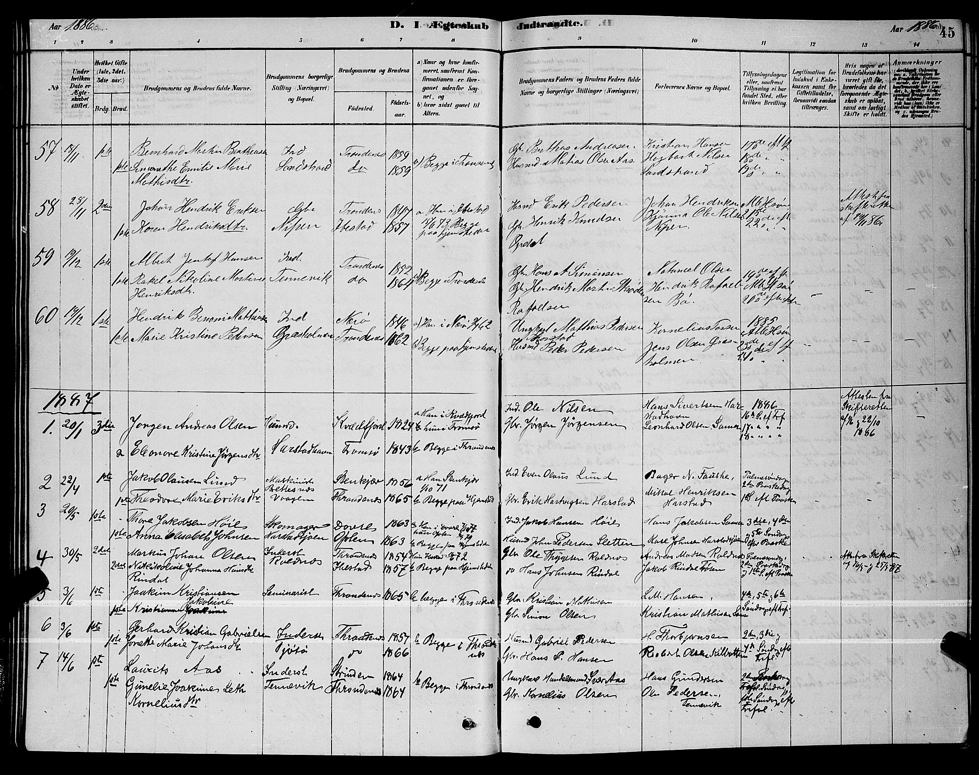 Trondenes sokneprestkontor, AV/SATØ-S-1319/H/Hb/L0010klokker: Parish register (copy) no. 10, 1878-1890, p. 45