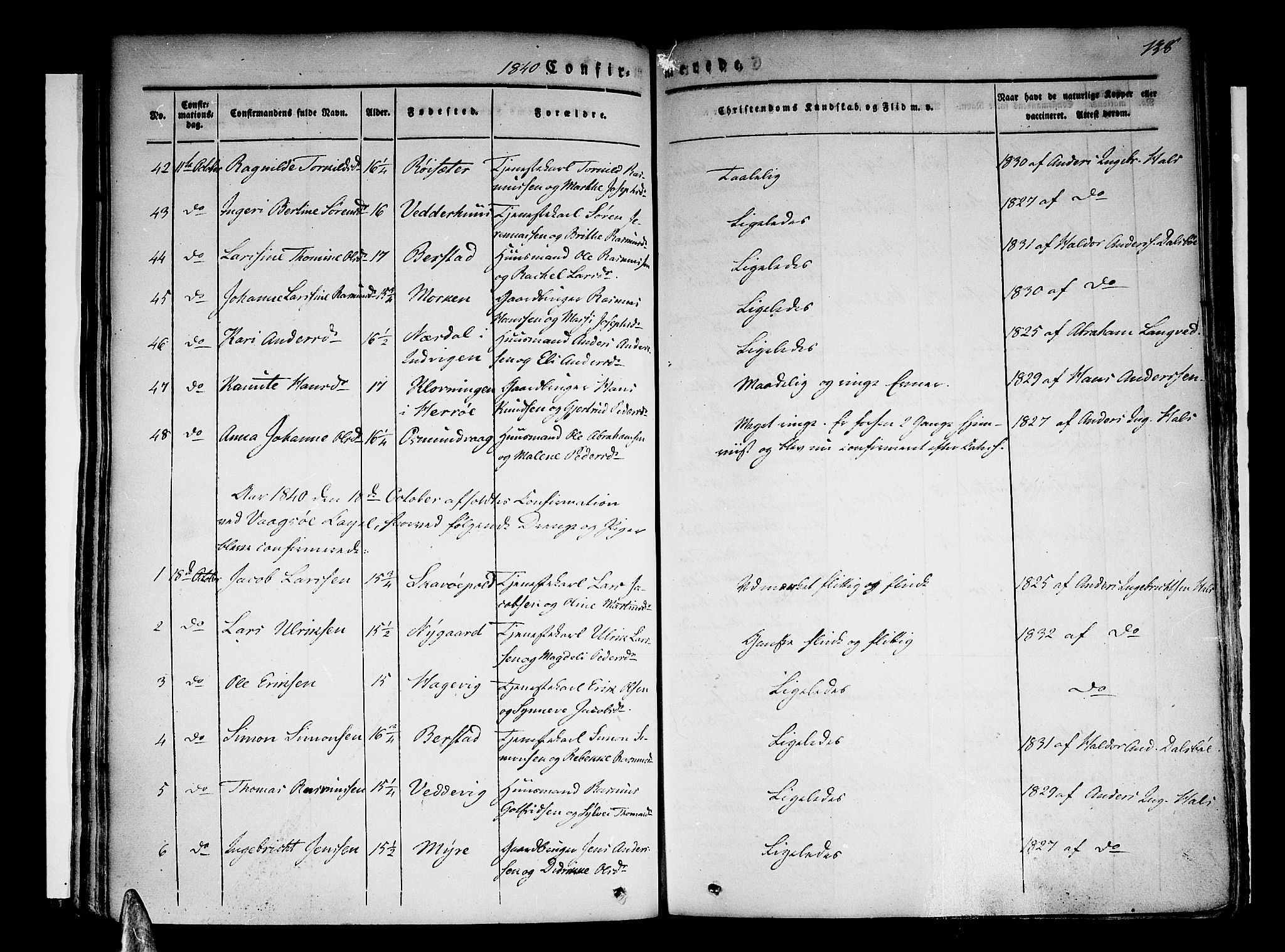 Selje sokneprestembete, AV/SAB-A-99938/H/Ha/Haa/Haaa: Parish register (official) no. A 9, 1829-1844, p. 138