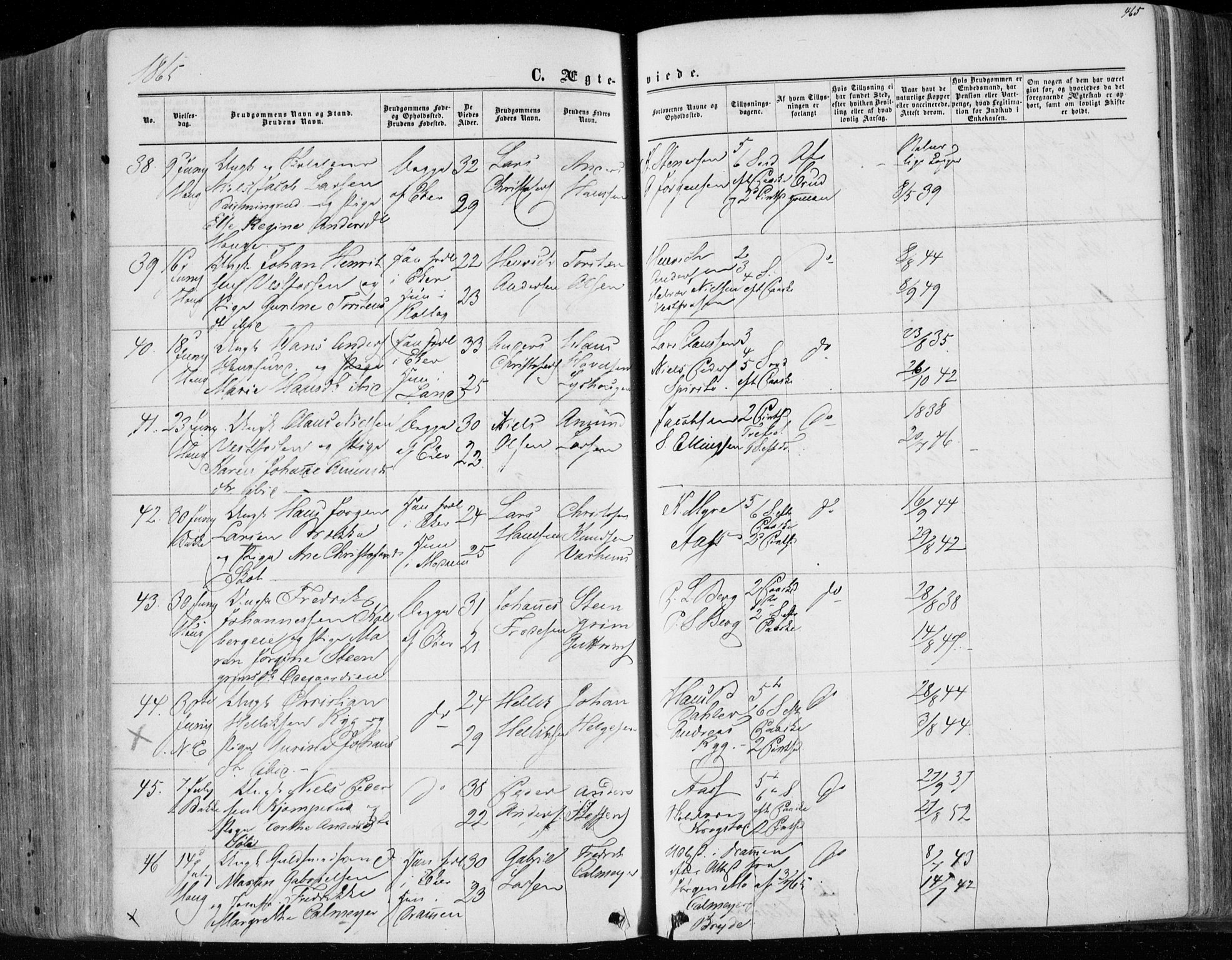 Eiker kirkebøker, AV/SAKO-A-4/F/Fa/L0016: Parish register (official) no. I 16, 1860-1868, p. 465