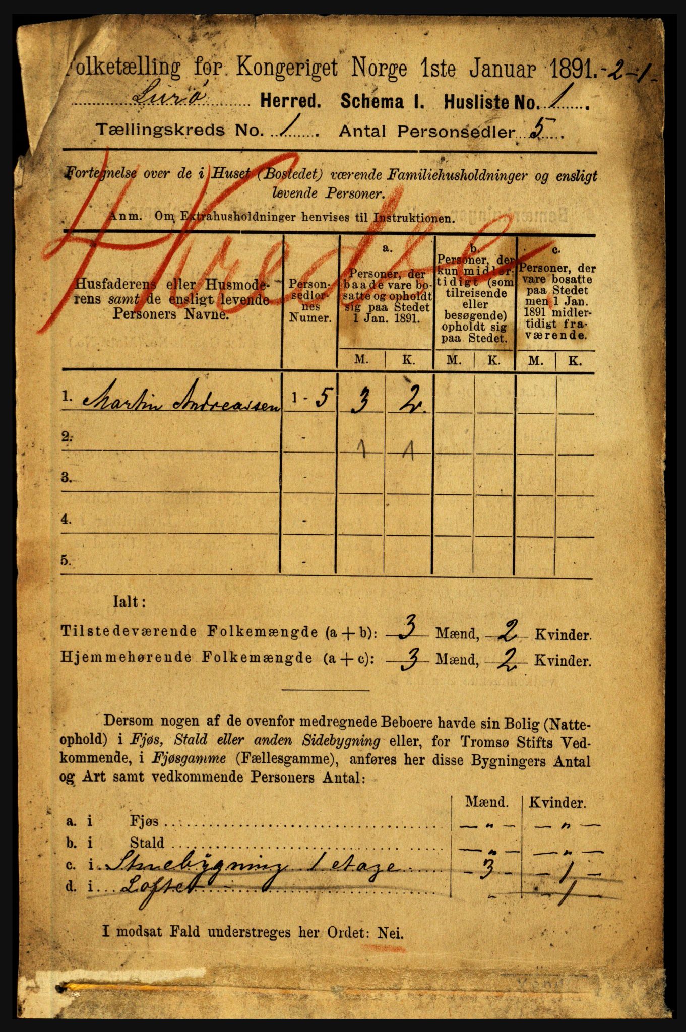 RA, 1891 census for 1834 Lurøy, 1891, p. 16