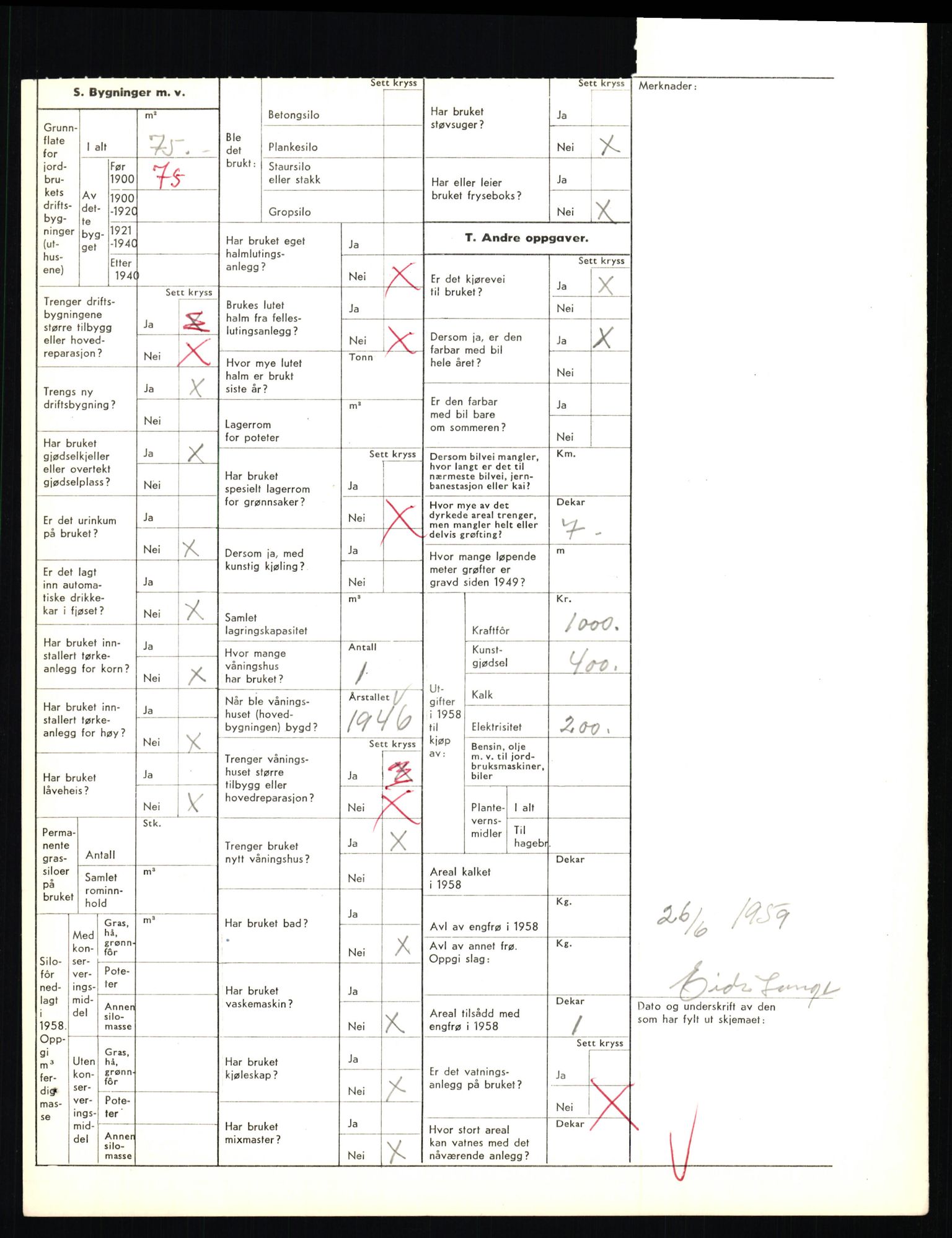 Statistisk sentralbyrå, Næringsøkonomiske emner, Jordbruk, skogbruk, jakt, fiske og fangst, AV/RA-S-2234/G/Gd/L0655: Troms: 1924 Målselv (kl. 4-10), 1959, p. 1152