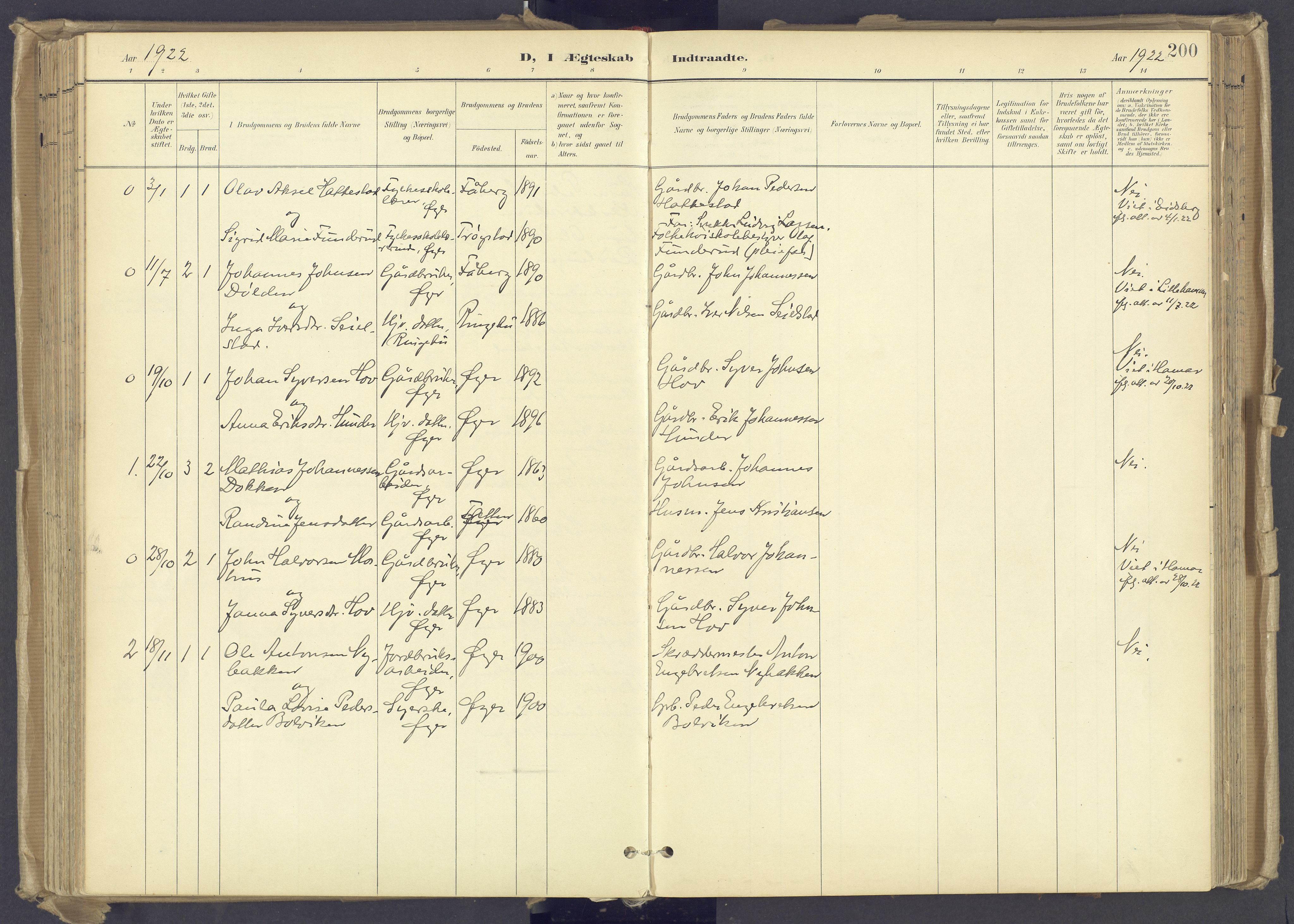 Øyer prestekontor, AV/SAH-PREST-084/H/Ha/Haa/L0012: Parish register (official) no. 12, 1897-1920, p. 200