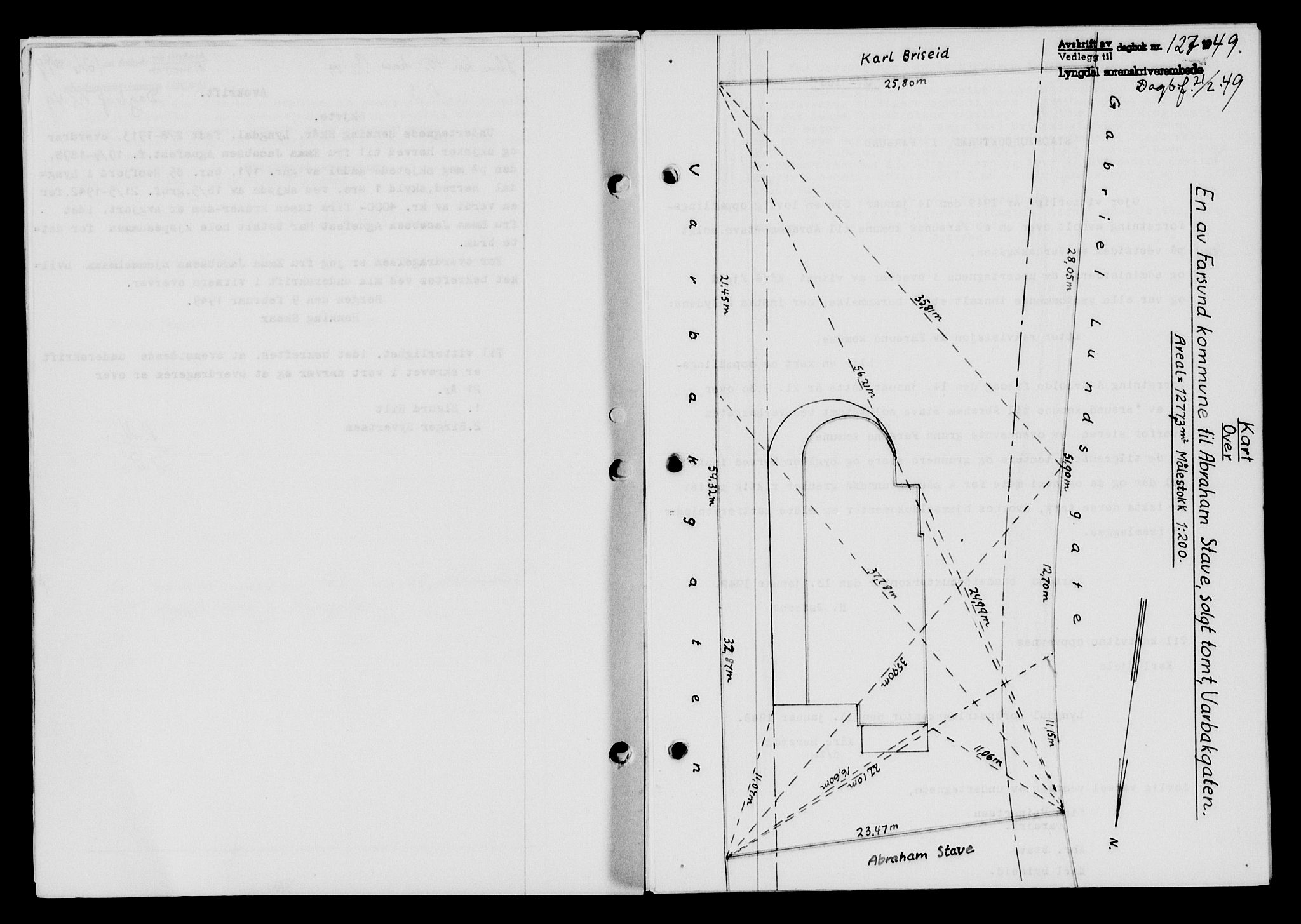 Lyngdal sorenskriveri, AV/SAK-1221-0004/G/Gb/L0663: Mortgage book no. A IX, 1948-1949, Diary no: : 127/1949