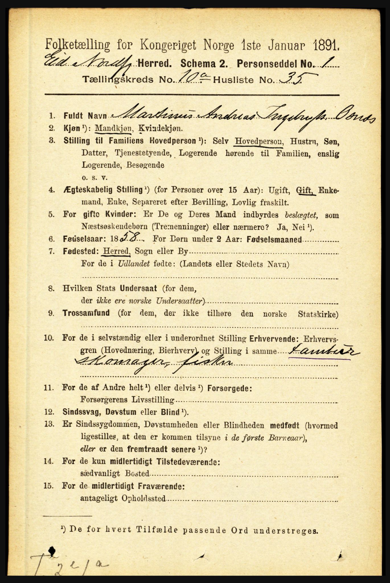 RA, 1891 census for 1443 Eid, 1891, p. 3010