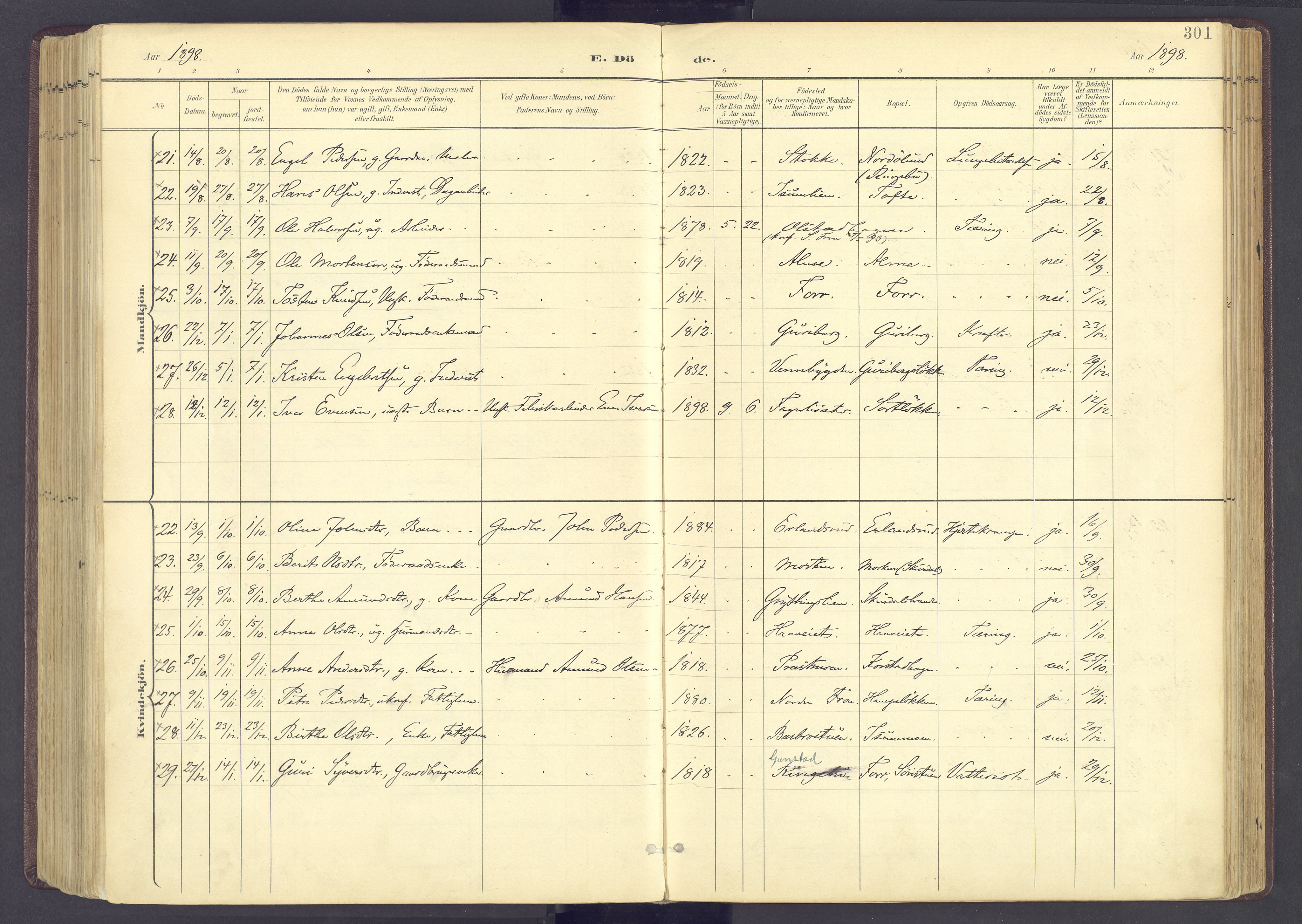 Sør-Fron prestekontor, AV/SAH-PREST-010/H/Ha/Haa/L0004: Parish register (official) no. 4, 1898-1919, p. 301