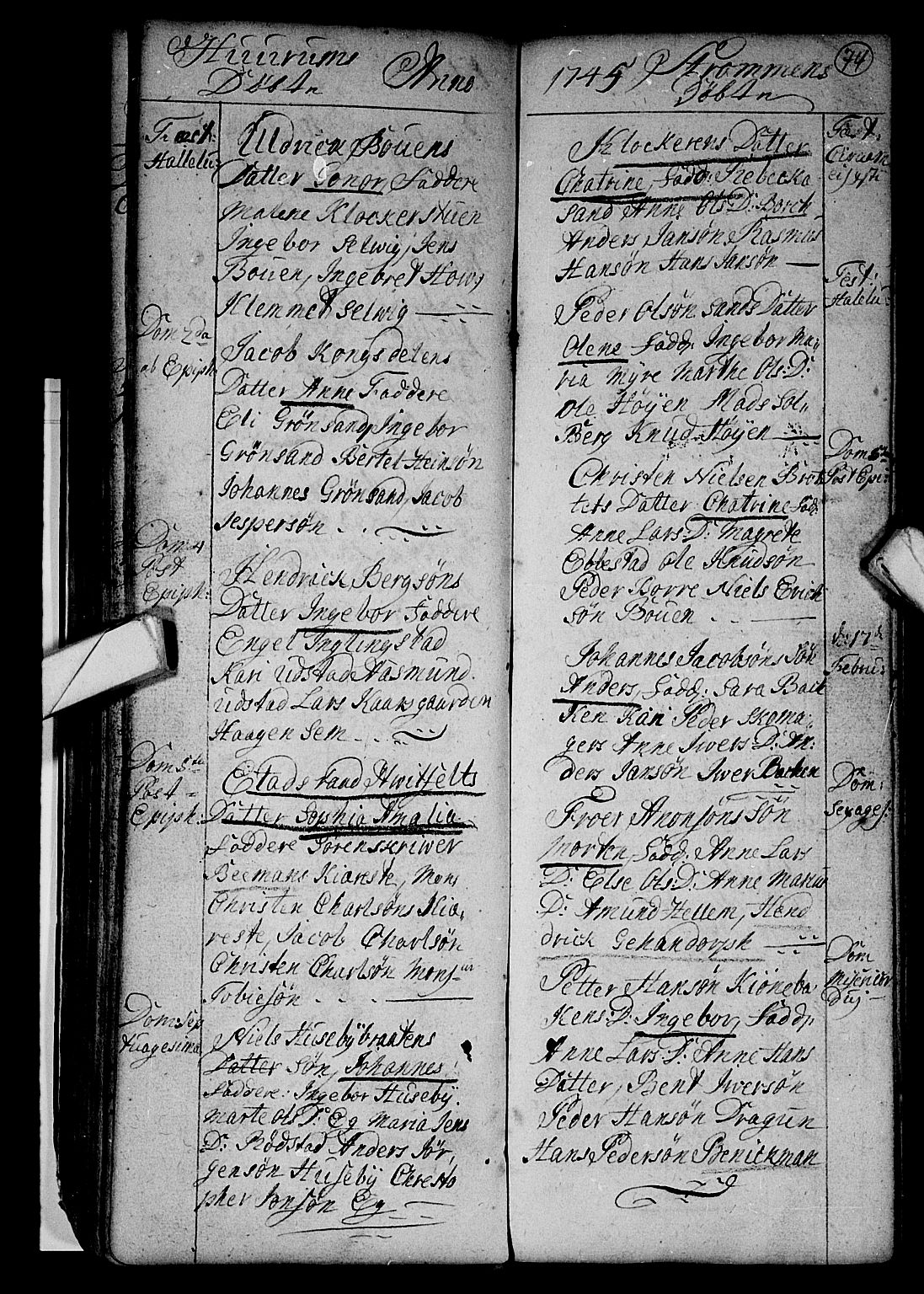 Hurum kirkebøker, AV/SAKO-A-229/F/Fa/L0002: Parish register (official) no. 2, 1733-1757, p. 74