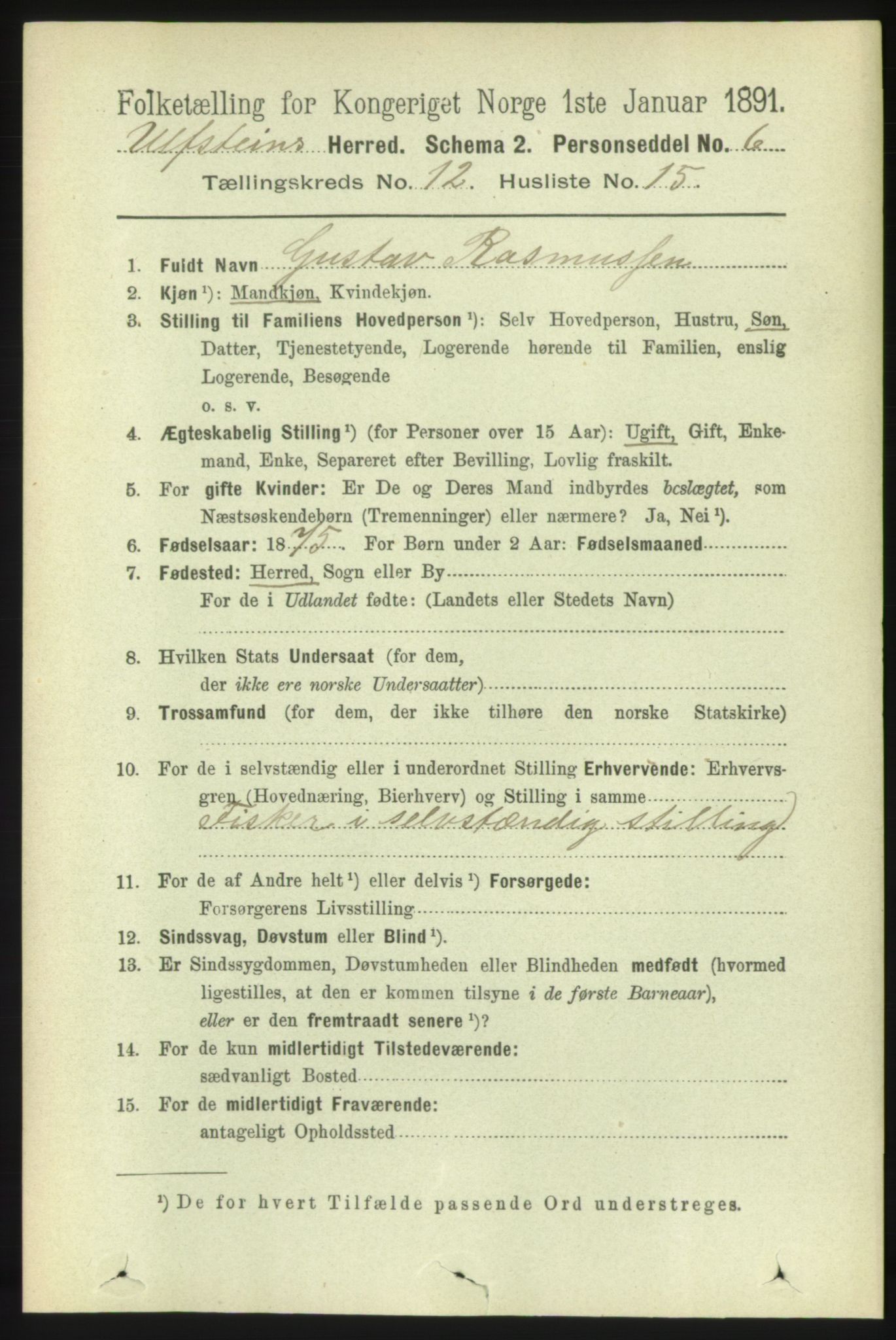 RA, 1891 census for 1516 Ulstein, 1891, p. 3949